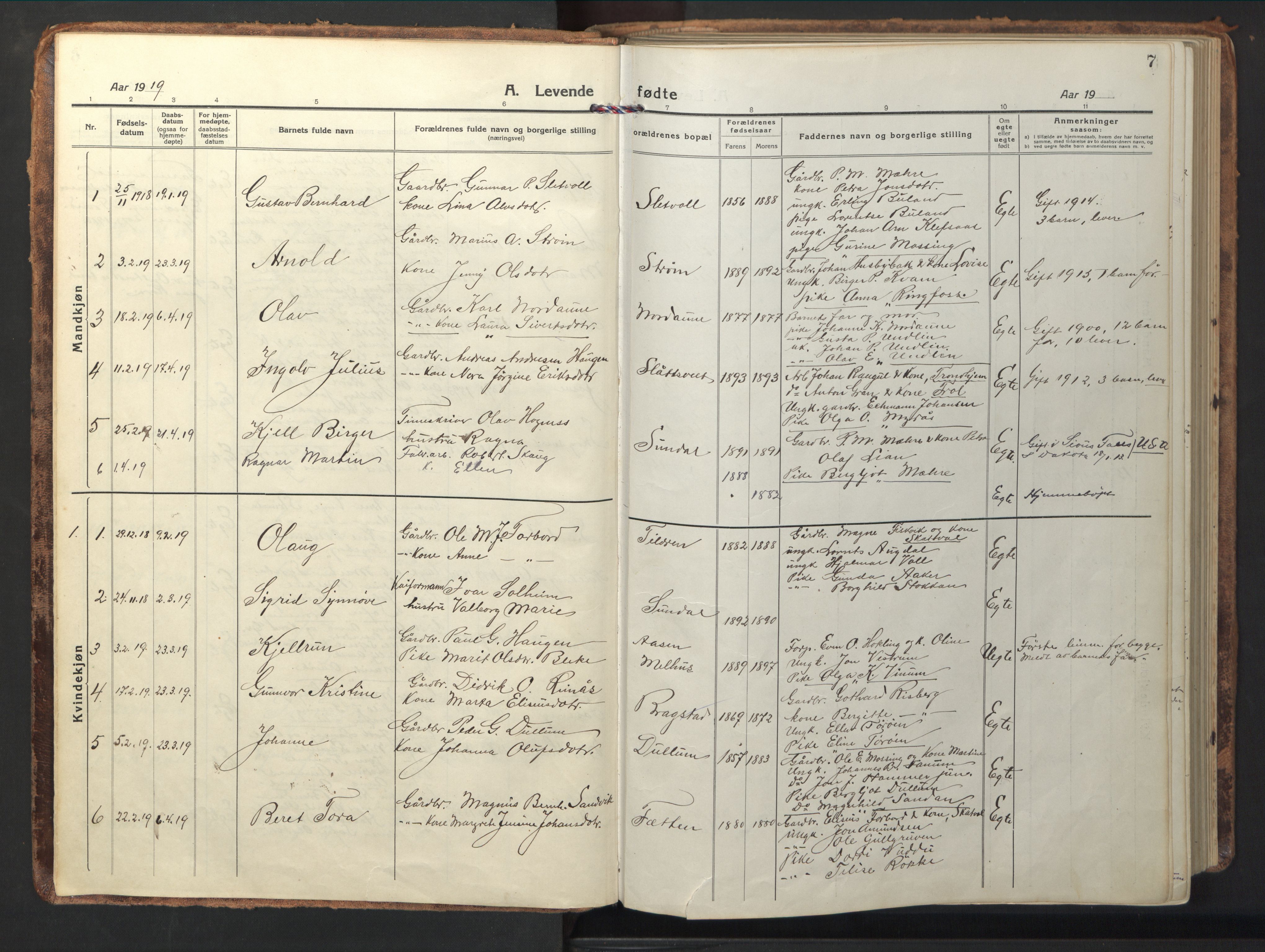 Ministerialprotokoller, klokkerbøker og fødselsregistre - Nord-Trøndelag, AV/SAT-A-1458/714/L0136: Parish register (copy) no. 714C05, 1918-1957, p. 7