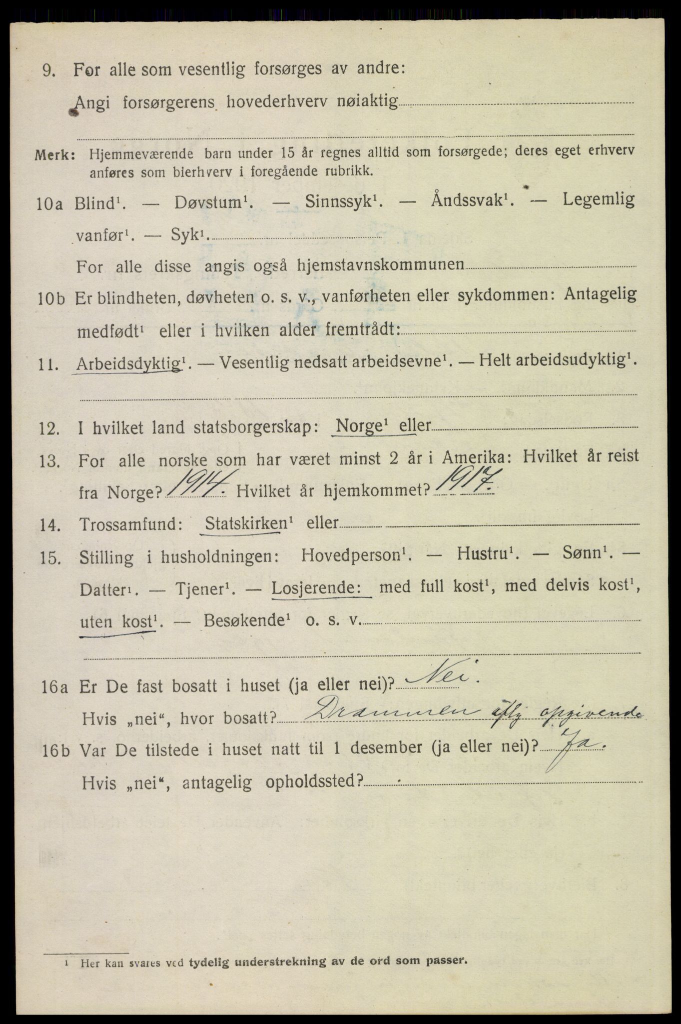 SAH, 1920 census for Trysil, 1920, p. 16108