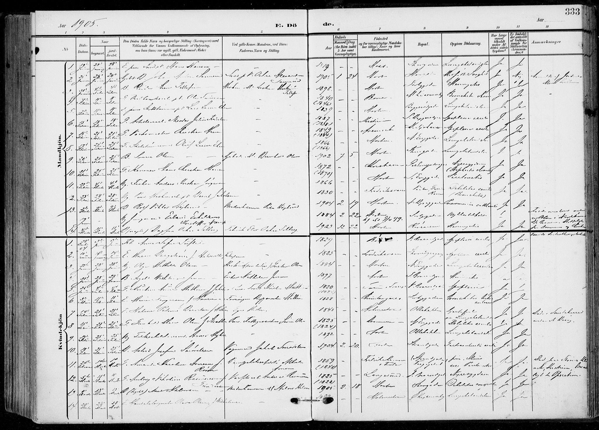 Horten kirkebøker, AV/SAKO-A-348/F/Fa/L0006: Parish register (official) no. 6, 1905-1912, p. 333