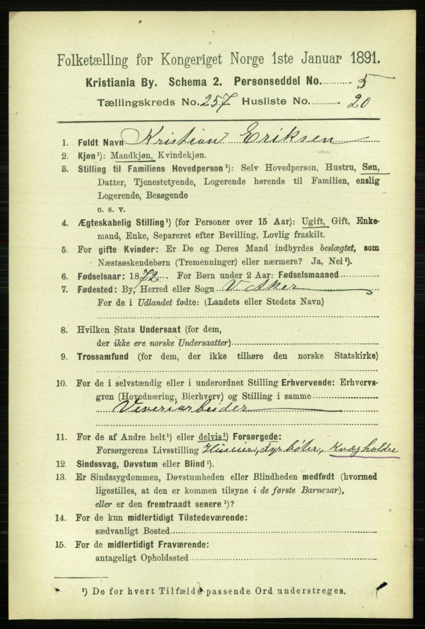 RA, 1891 census for 0301 Kristiania, 1891, p. 156796