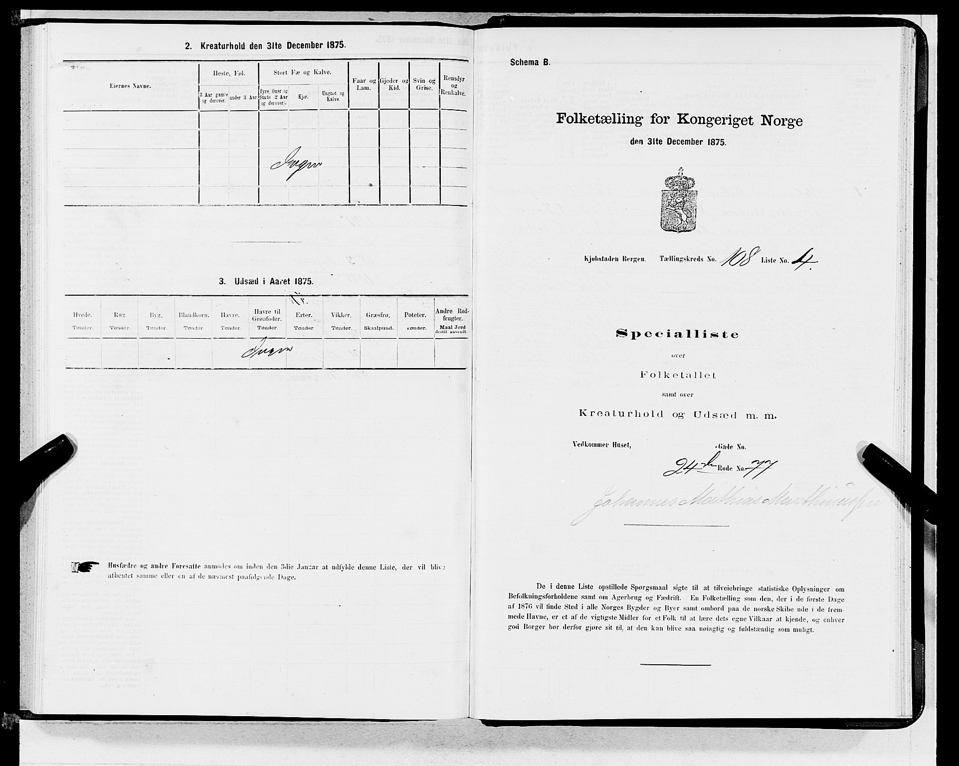 SAB, 1875 census for 1301 Bergen, 1875, p. 5869