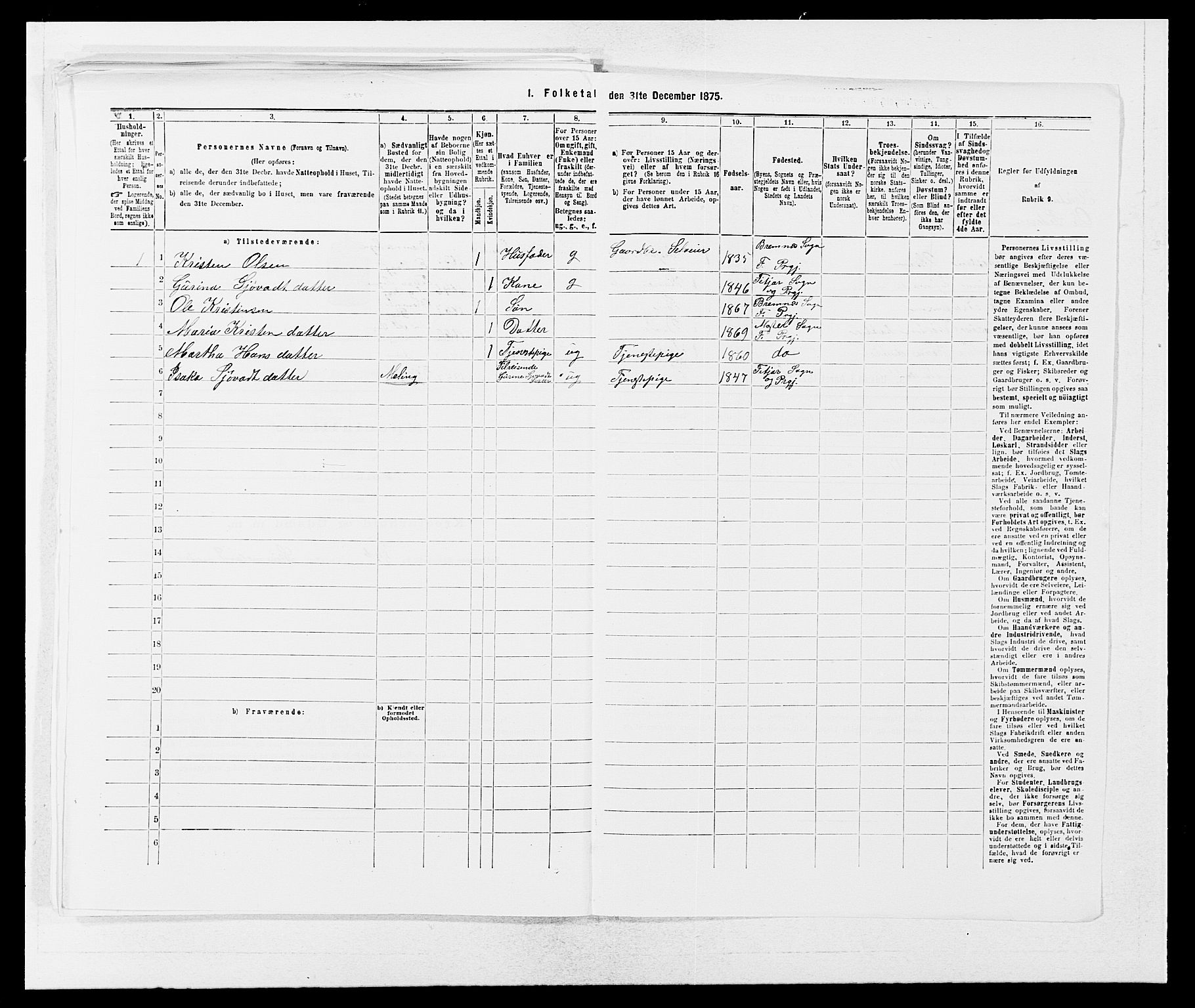 SAB, 1875 census for 1218P Finnås, 1875, p. 229