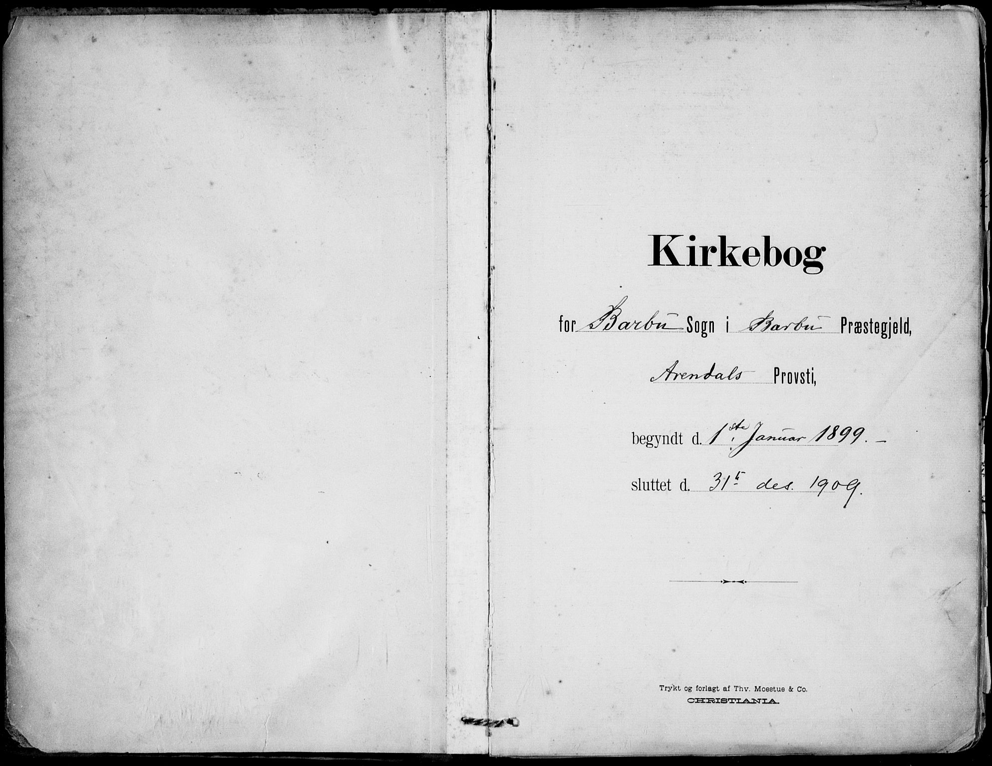 Barbu sokneprestkontor, AV/SAK-1111-0003/F/Fa/L0005: Parish register (official) no. A 5, 1899-1909