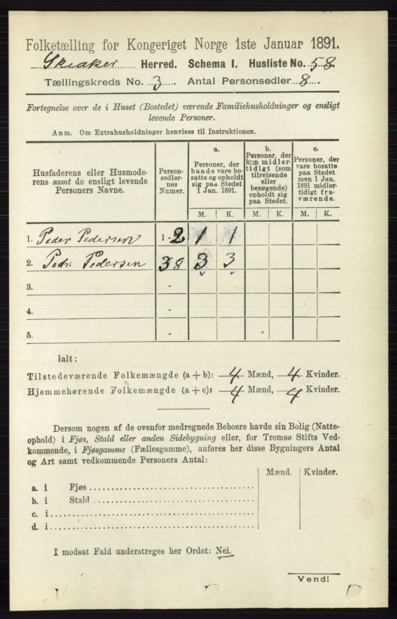 RA, 1891 census for 0513 Skjåk, 1891, p. 941