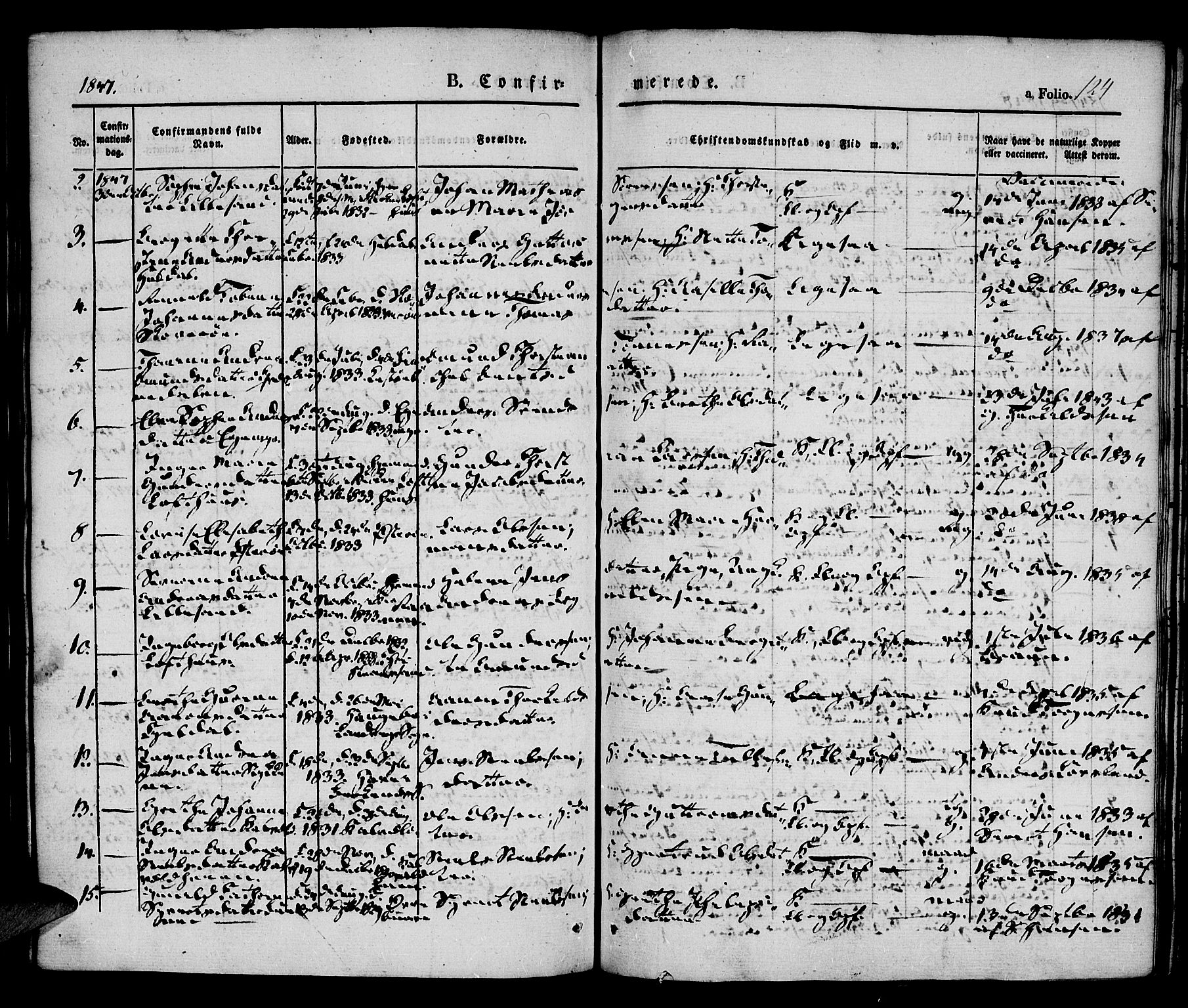 Vestre Moland sokneprestkontor, AV/SAK-1111-0046/F/Fa/Fab/L0005: Parish register (official) no. A 5, 1841-1849, p. 124