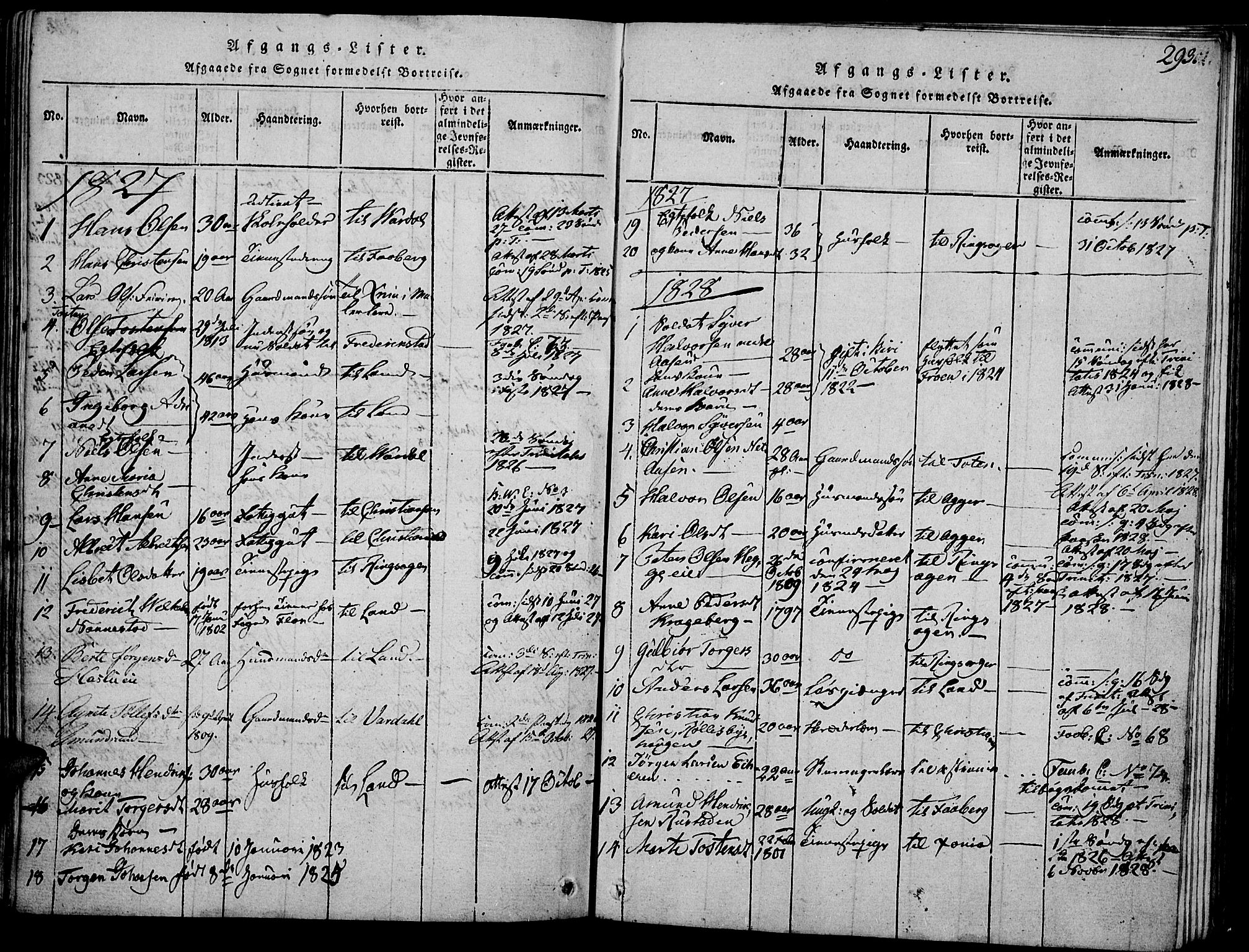 Biri prestekontor, SAH/PREST-096/H/Ha/Haa/L0003: Parish register (official) no. 3, 1814-1828, p. 293
