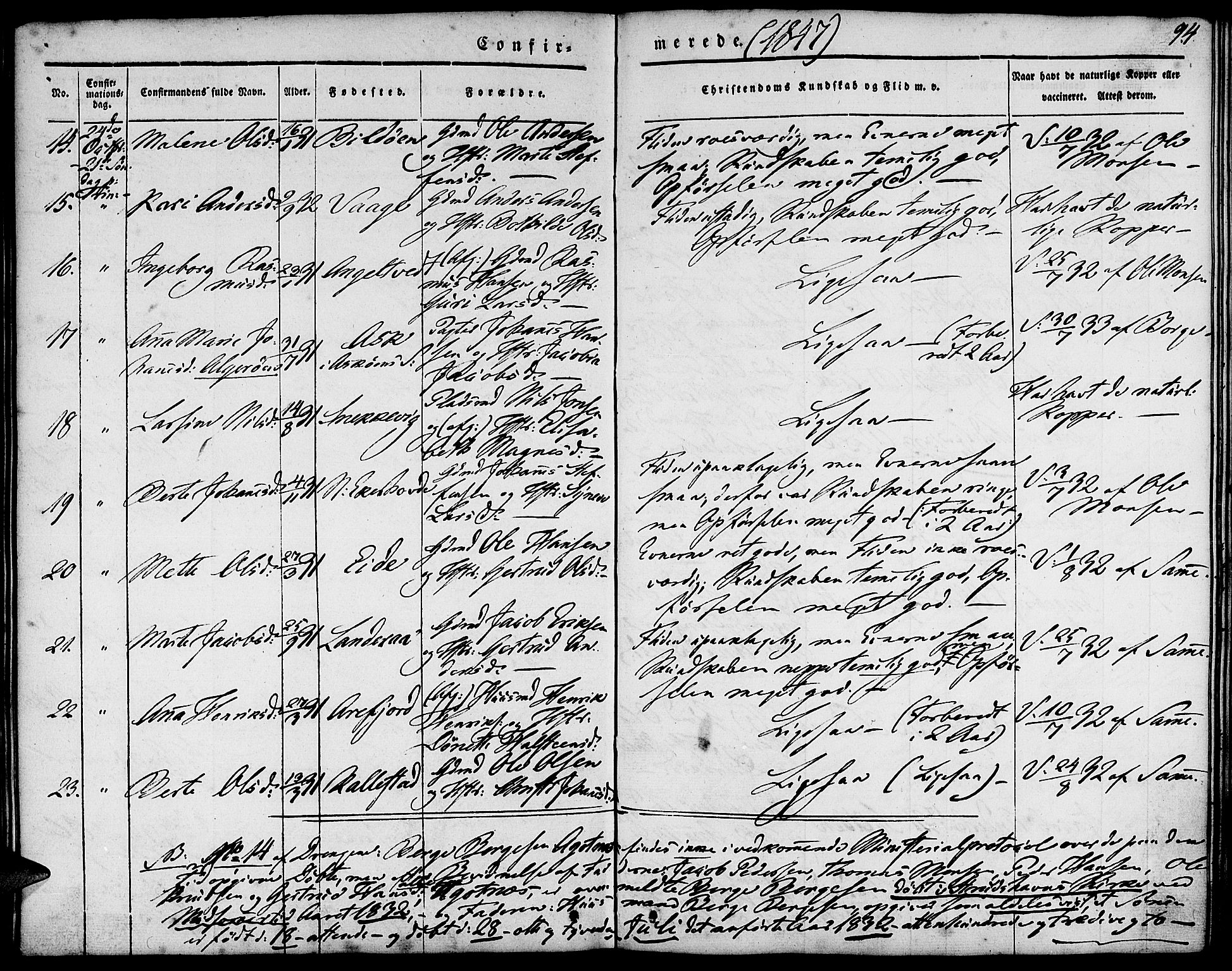 Fjell sokneprestembete, SAB/A-75301/H/Haa: Parish register (official) no. A 1, 1835-1850, p. 94