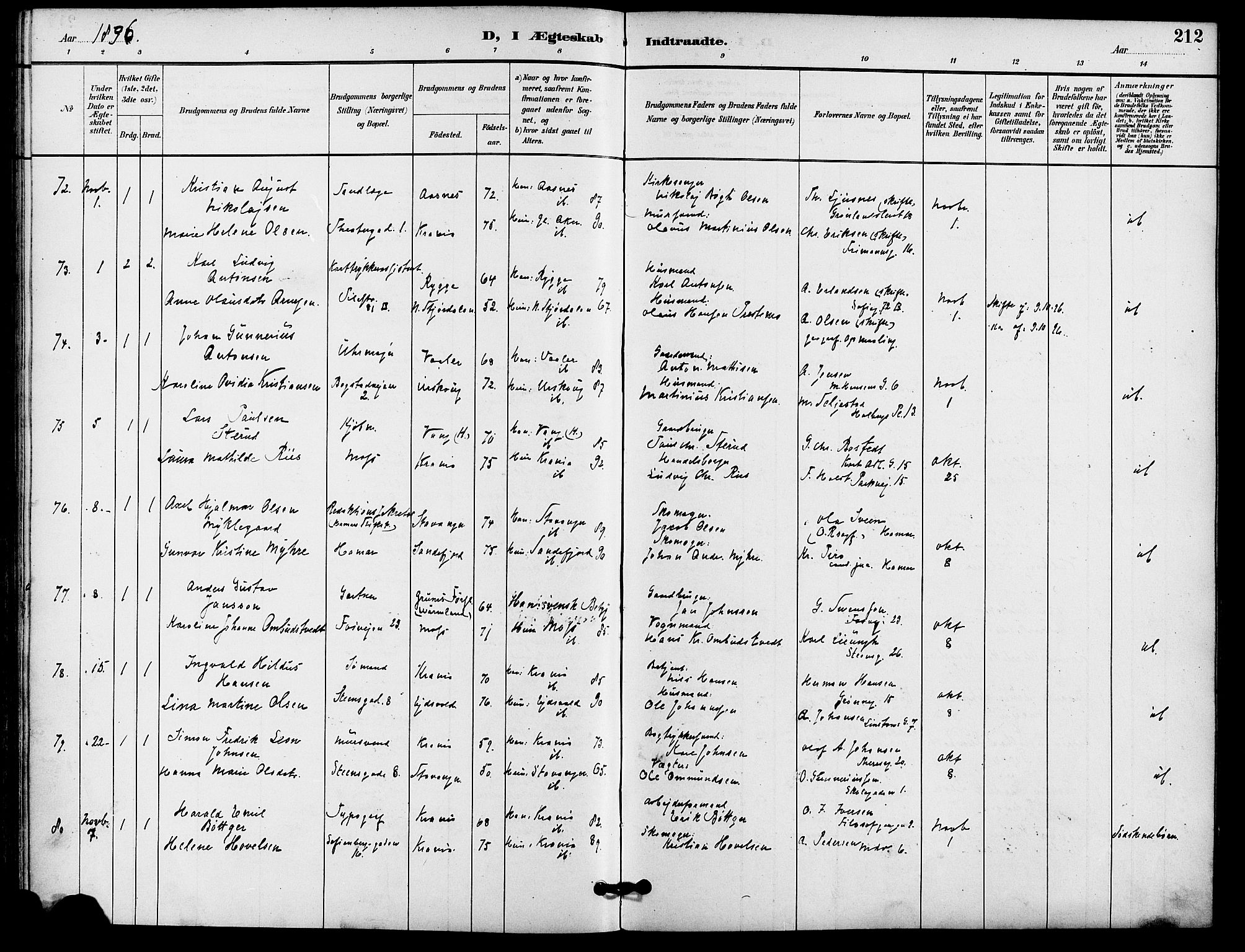 Gamle Aker prestekontor Kirkebøker, AV/SAO-A-10617a/F/L0009: Parish register (official) no. 9, 1890-1898, p. 212