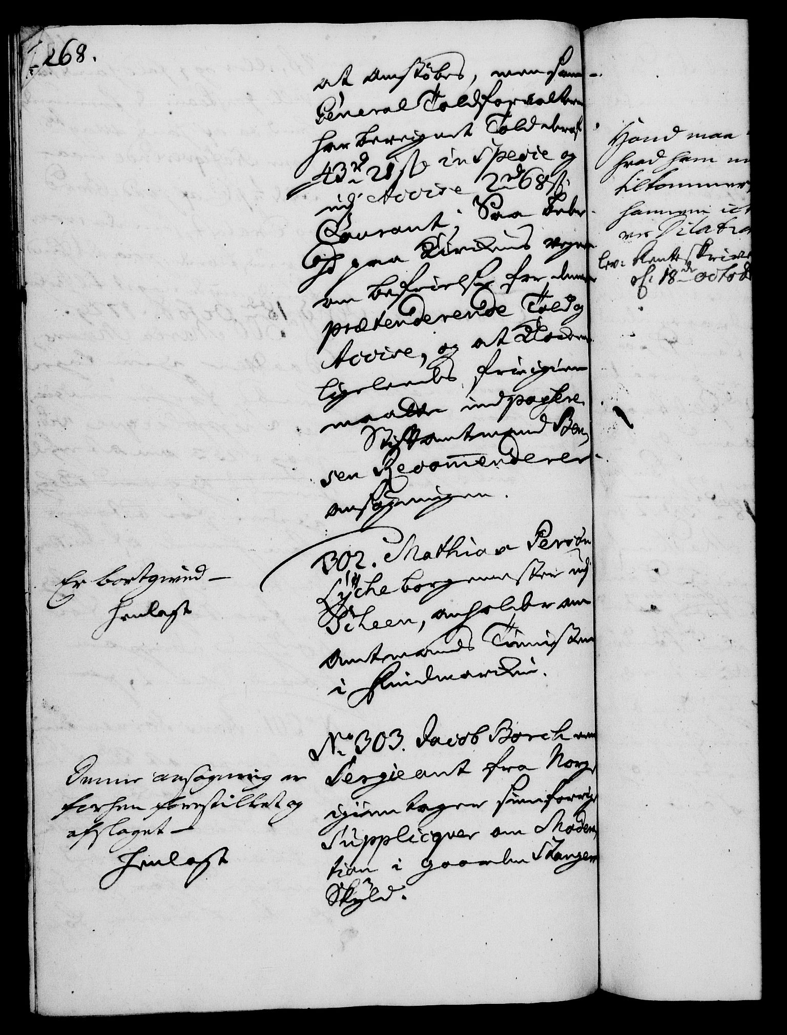 Rentekammeret, Kammerkanselliet, RA/EA-3111/G/Gh/Gha/L0011: Norsk ekstraktmemorialprotokoll (merket RK 53.56), 1729, p. 268