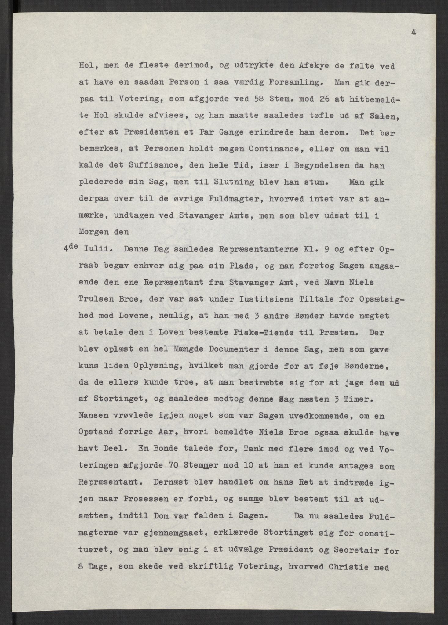 Manuskriptsamlingen, AV/RA-EA-3667/F/L0197: Wetlesen, Hans Jørgen (stortingsmann, ingeniørkaptein); Referat fra Stortinget 1815-1816, 1815-1816, p. 4