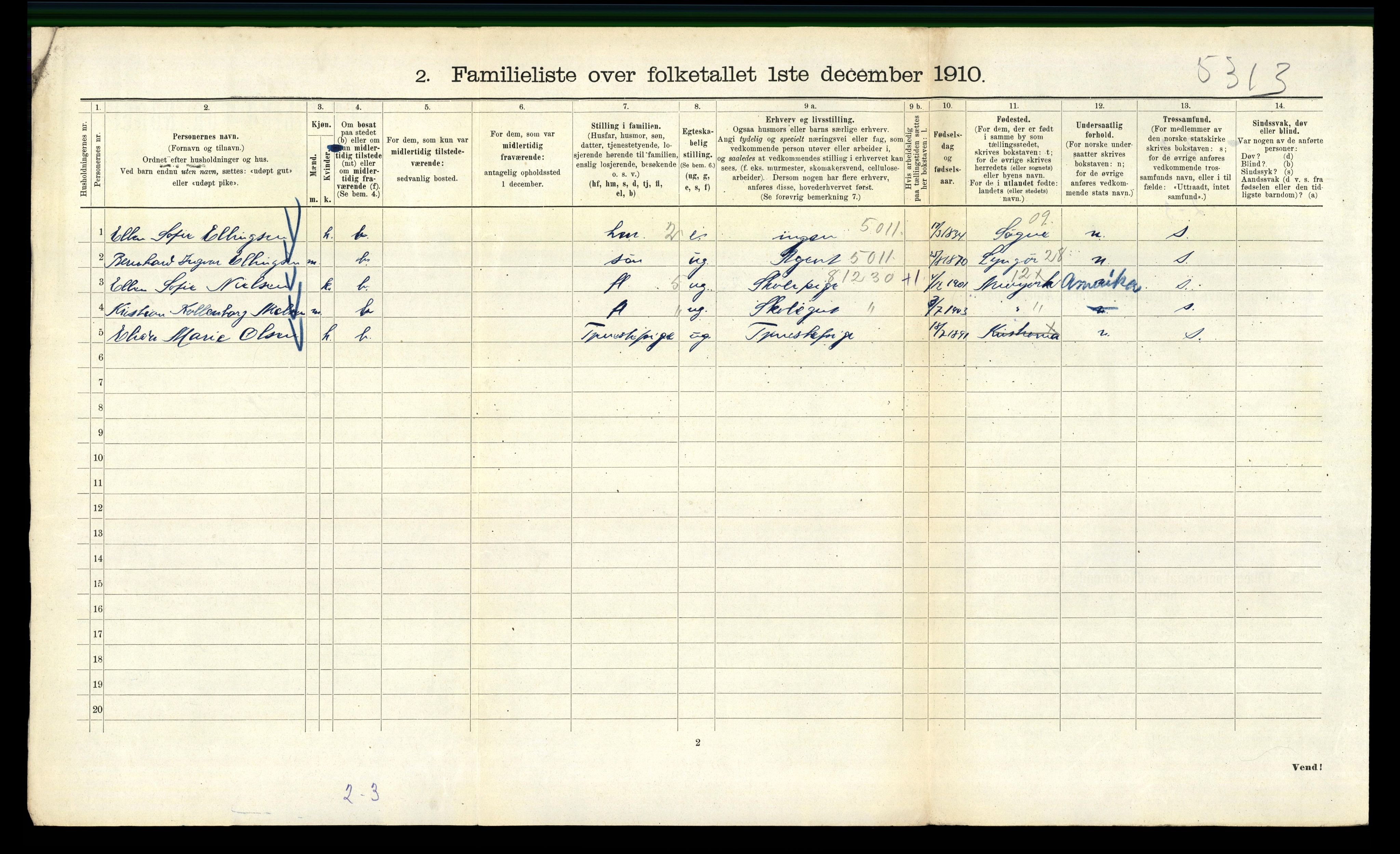 RA, 1910 census for Kristiania, 1910, p. 56236