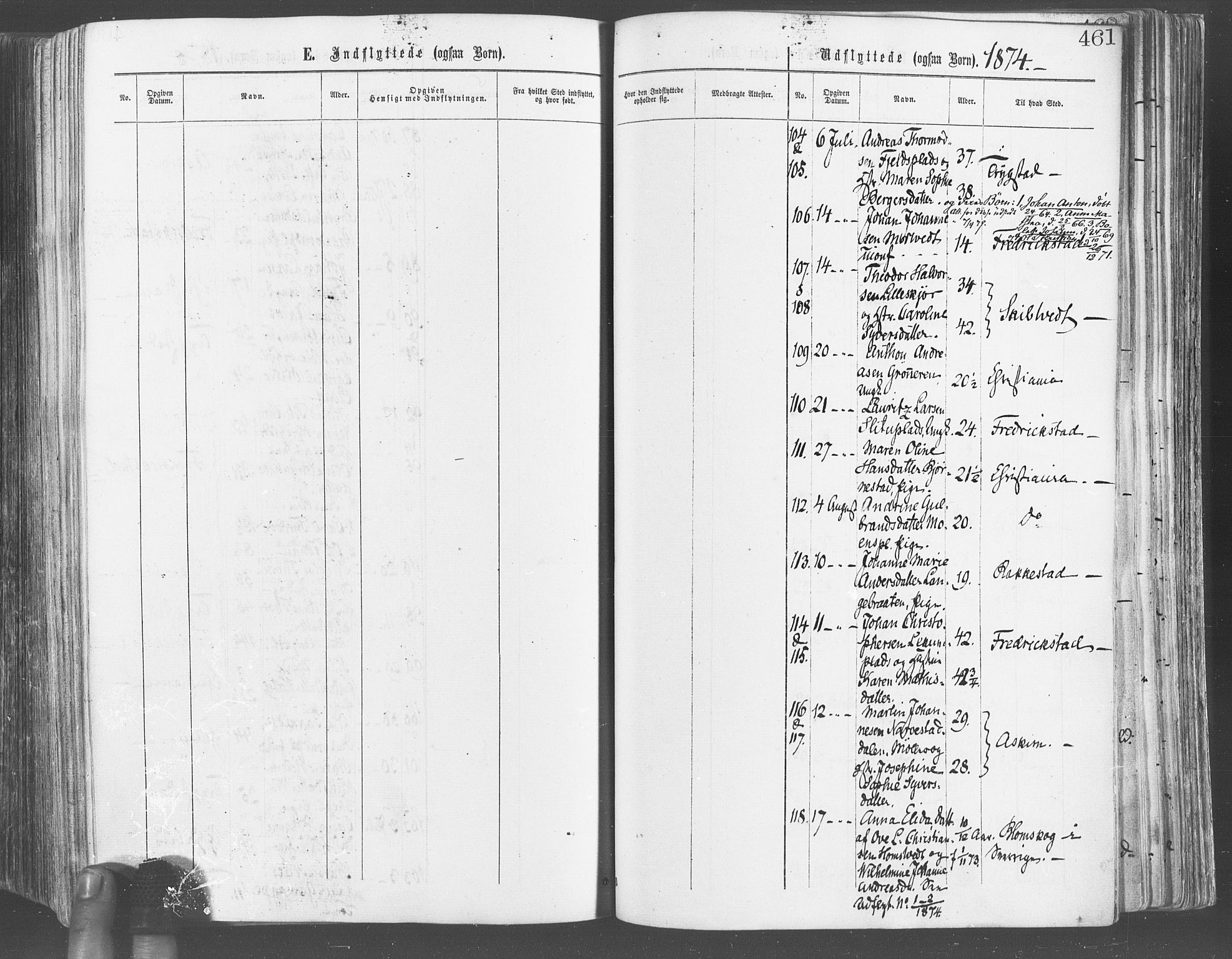 Eidsberg prestekontor Kirkebøker, SAO/A-10905/F/Fa/L0011: Parish register (official) no. I 11, 1867-1878, p. 461