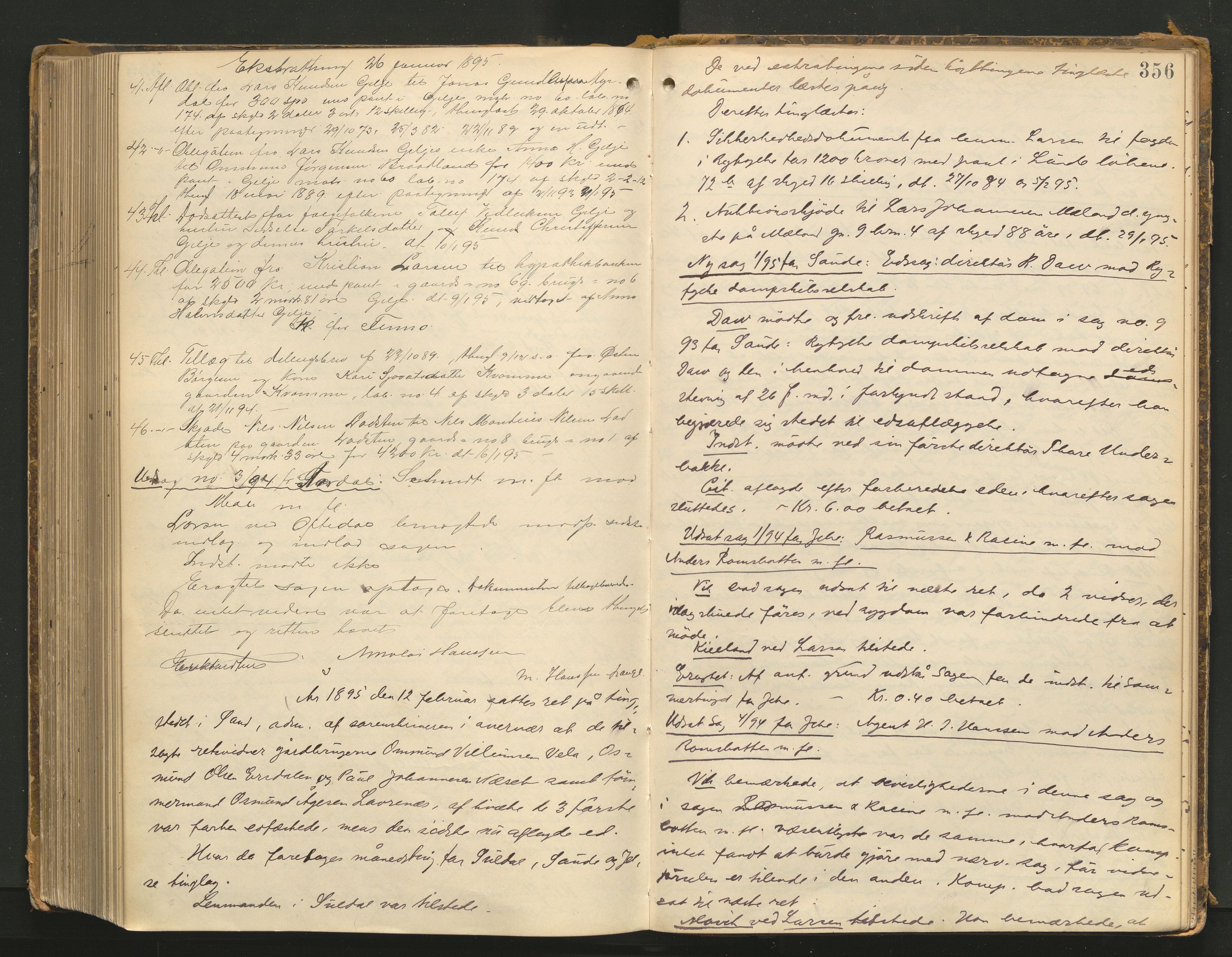Ryfylke tingrett, AV/SAST-A-100055/001/I/IB/IB0/L0016: Tingbok, Ryfylke, 1891-1895, p. 355b-356a