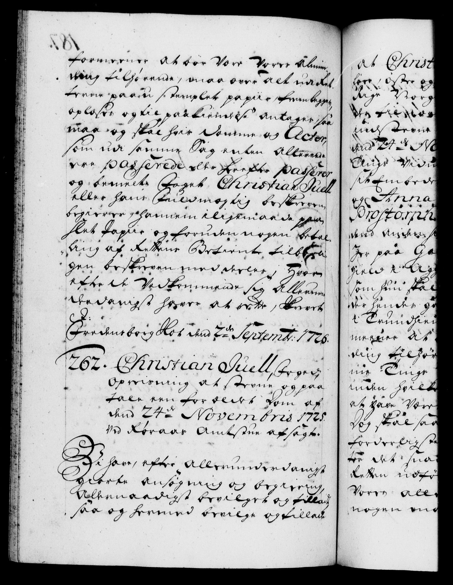 Danske Kanselli 1572-1799, AV/RA-EA-3023/F/Fc/Fca/Fcaa/L0025: Norske registre, 1726-1728, p. 187b