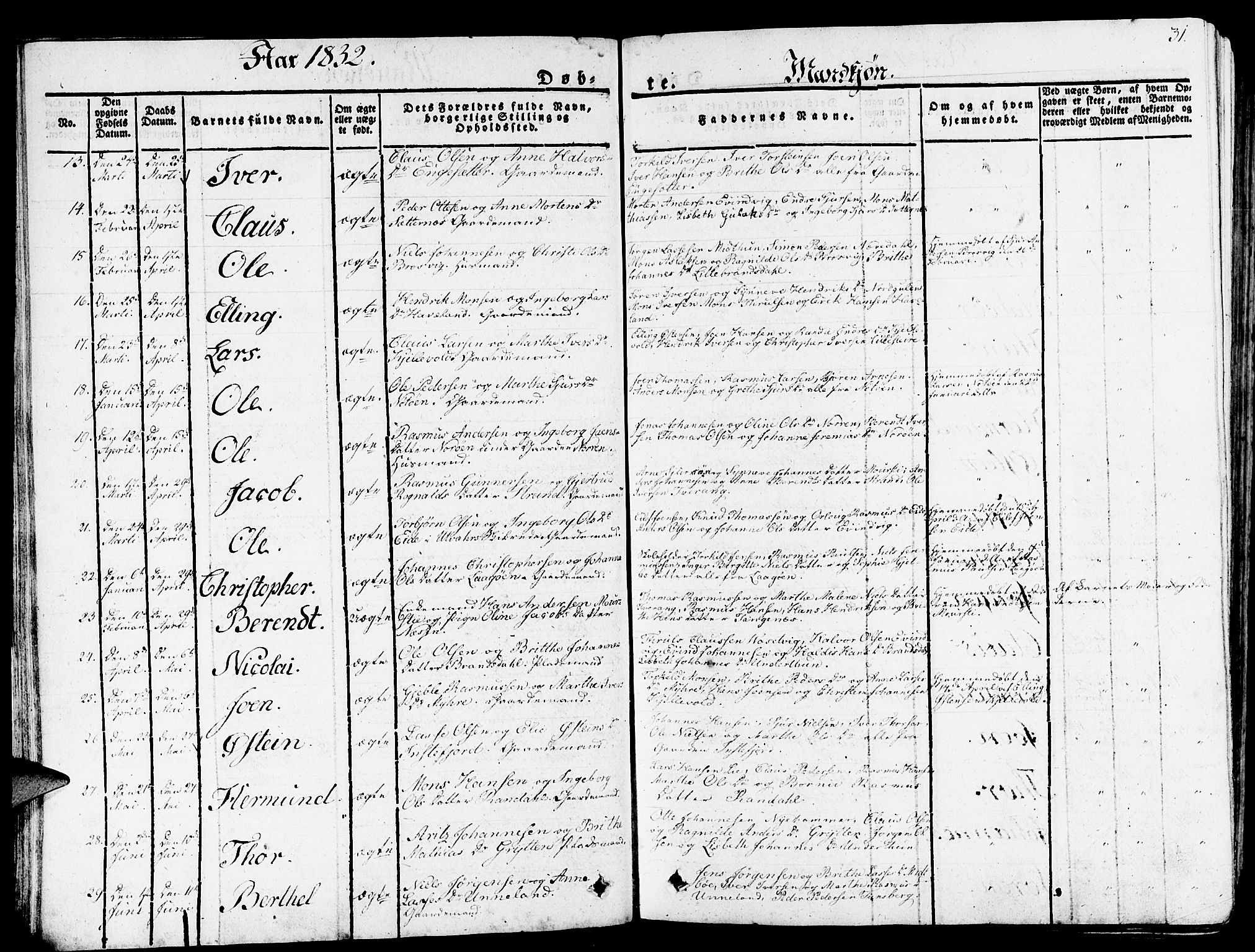 Gulen sokneprestembete, SAB/A-80201/H/Haa/Haaa/L0019: Parish register (official) no. A 19, 1826-1836, p. 31