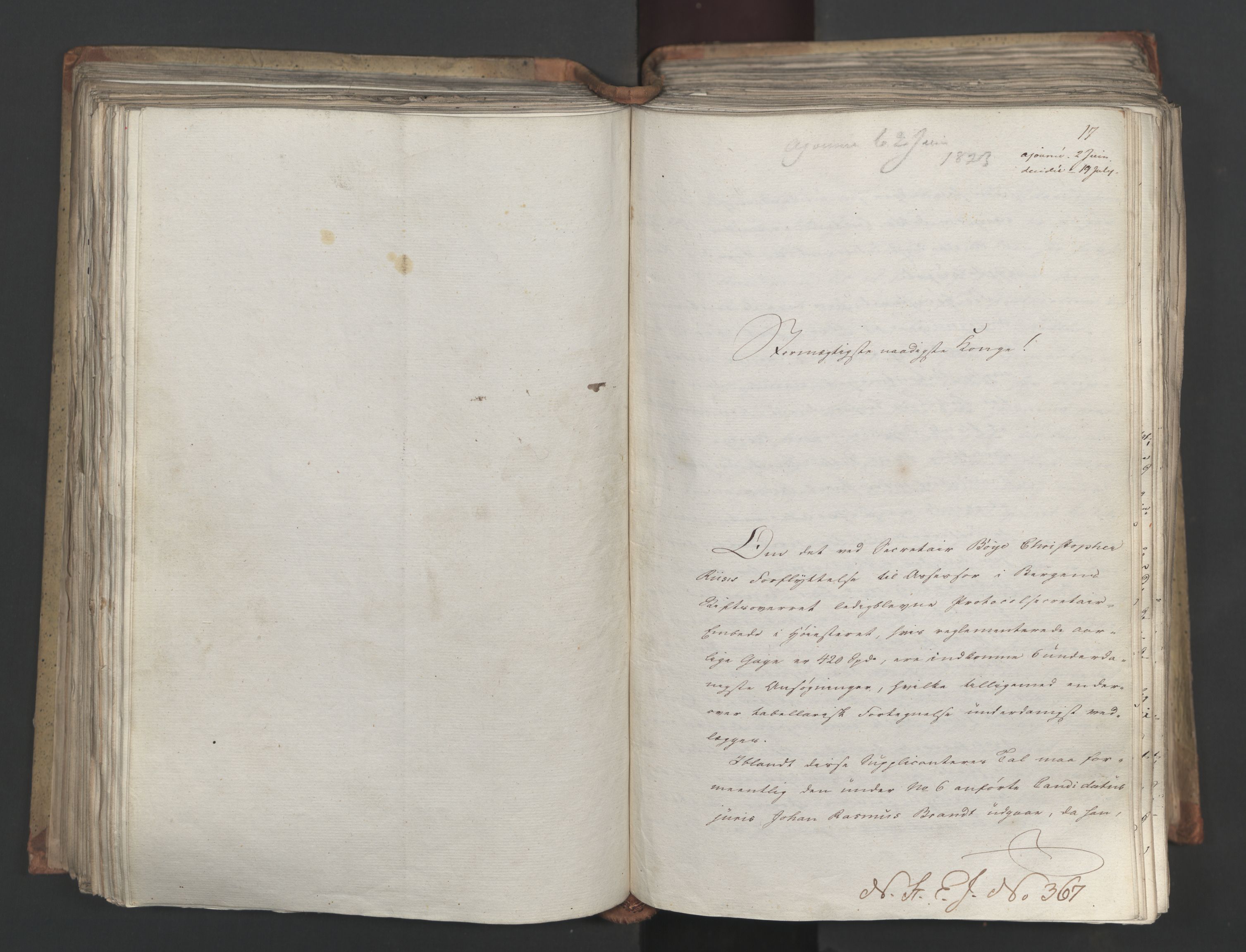 Statsrådsavdelingen i Stockholm, AV/RA-S-1003/D/Da/L0034: Regjeringsinnstillinger nr. 275-540, 1823, p. 274