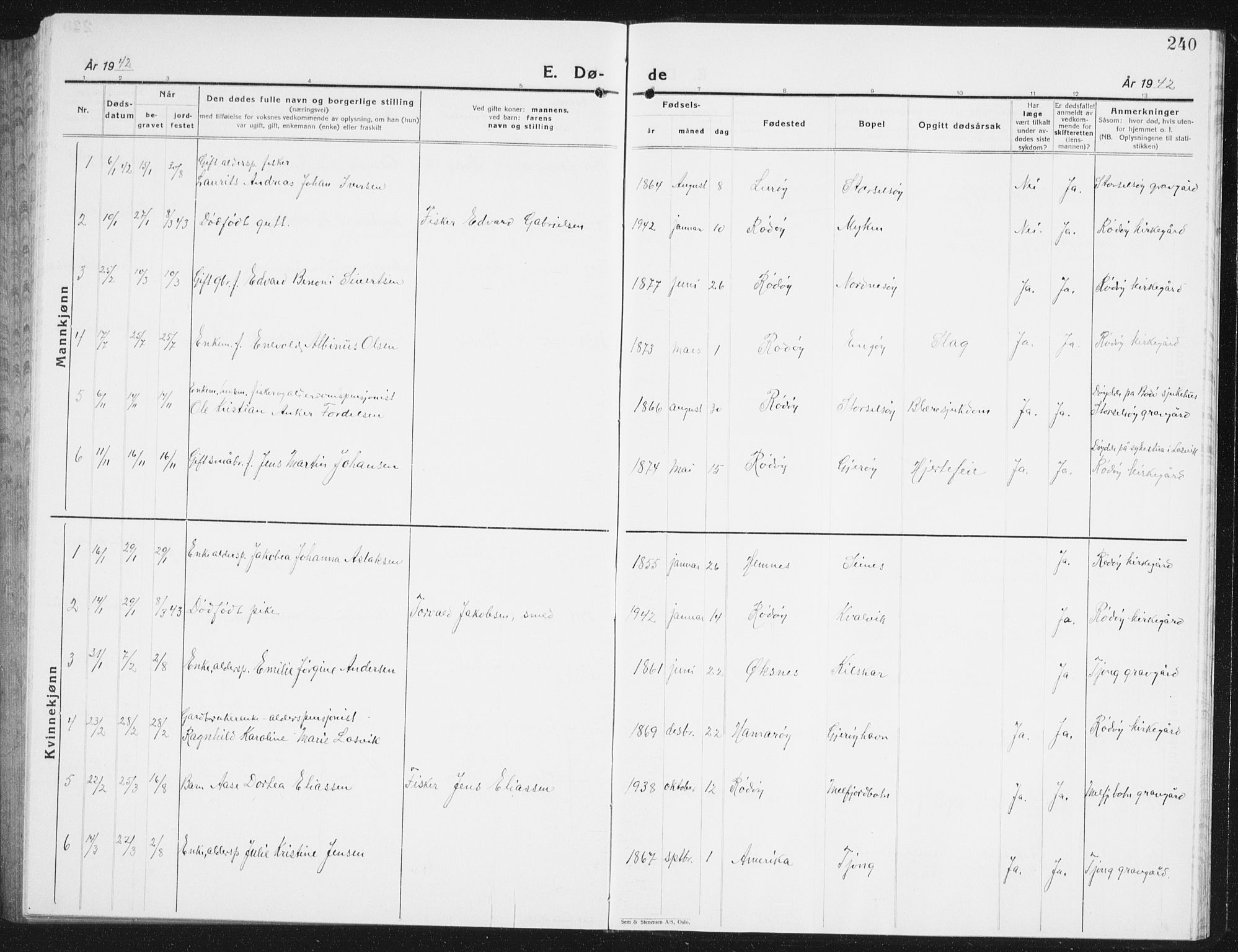 Ministerialprotokoller, klokkerbøker og fødselsregistre - Nordland, SAT/A-1459/841/L0622: Parish register (copy) no. 841C06, 1924-1942, p. 240