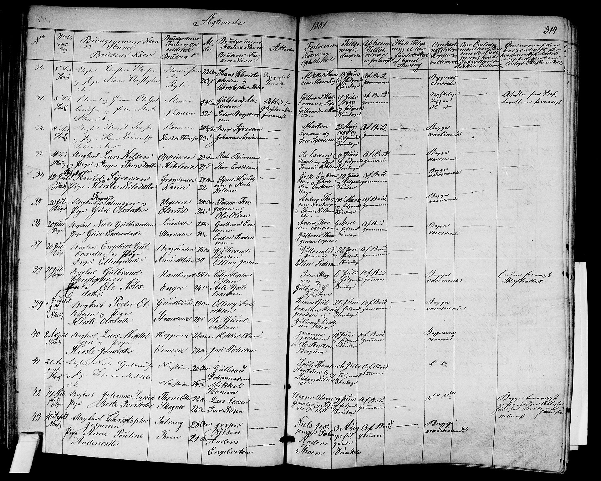 Norderhov kirkebøker, AV/SAKO-A-237/F/Fa/L0011: Parish register (official) no. 11, 1847-1856, p. 314