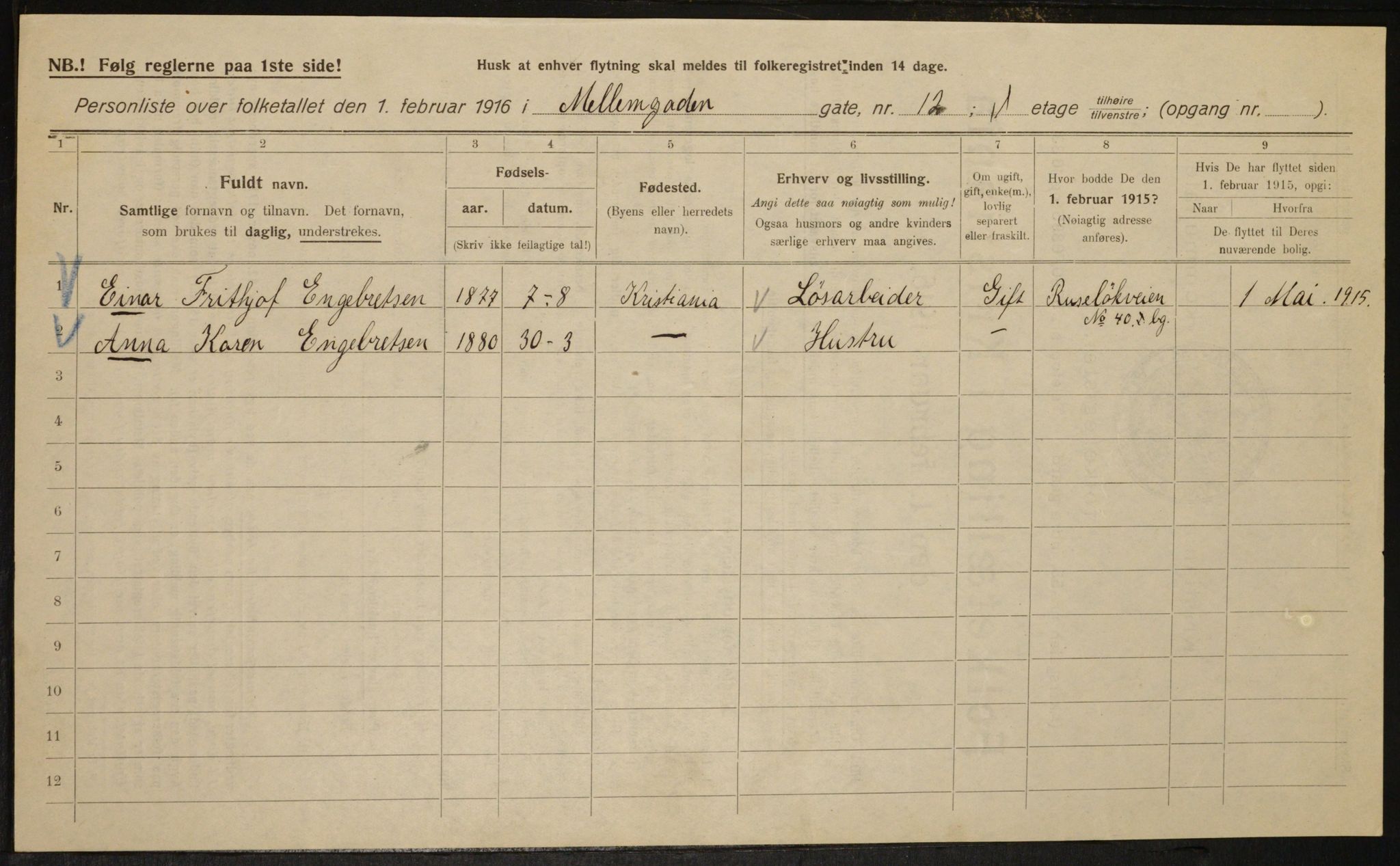 OBA, Municipal Census 1916 for Kristiania, 1916, p. 66780