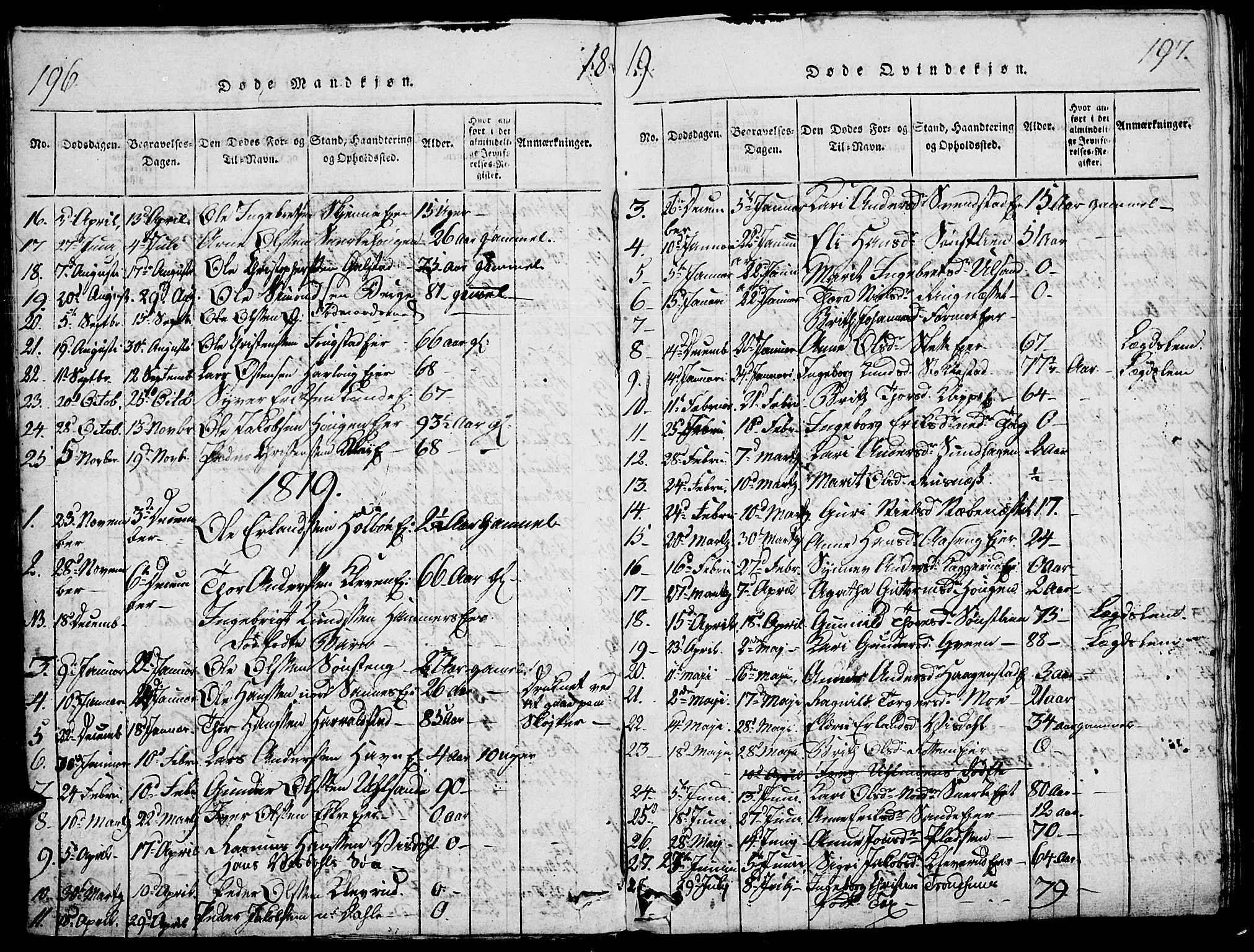 Vågå prestekontor, SAH/PREST-076/H/Ha/Haa/L0003: Parish register (official) no. 3, 1815-1827, p. 196-197