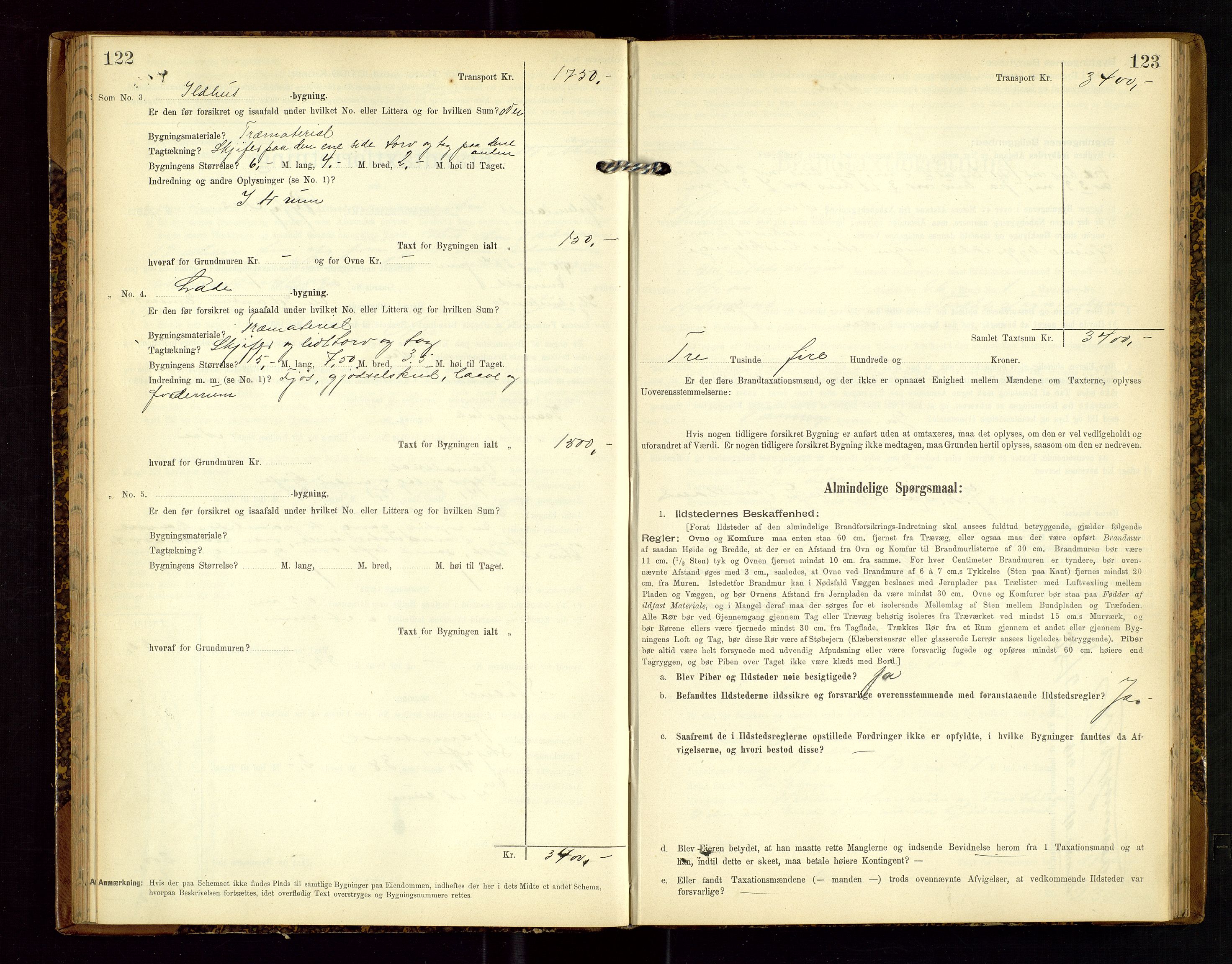 Hjelmeland lensmannskontor, SAST/A-100439/Gob/L0002: "Brandtaxationsprotokol", 1904-1920, p. 122-123