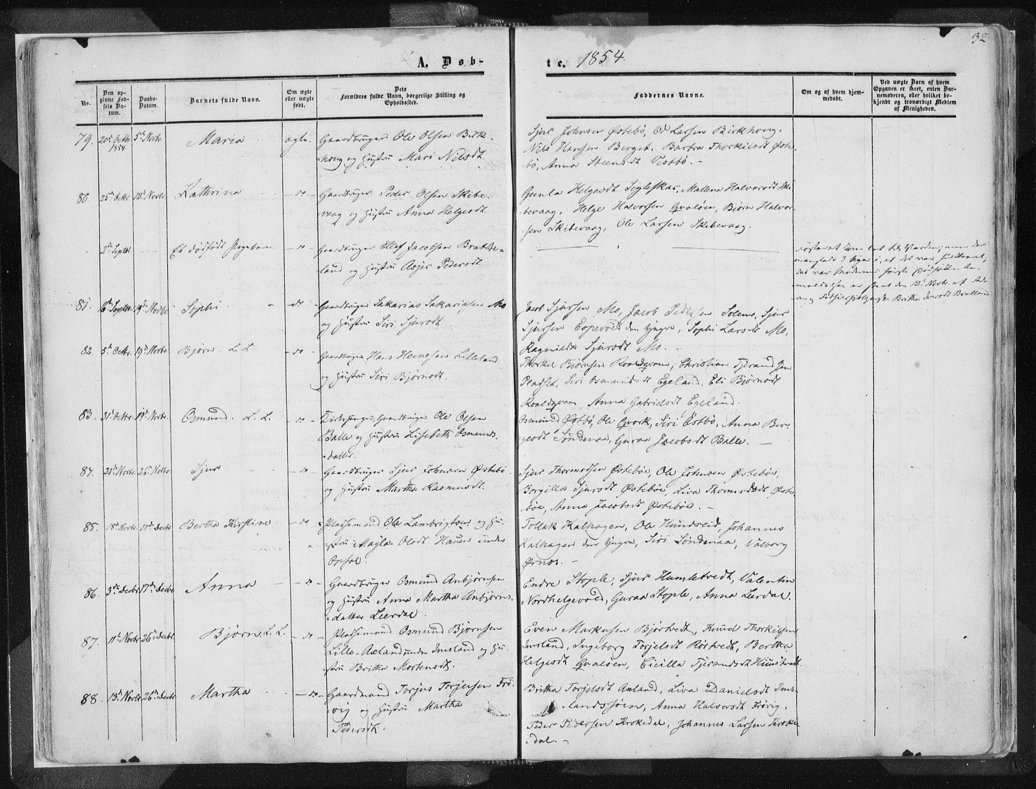 Vikedal sokneprestkontor, AV/SAST-A-101840/01/IV: Parish register (official) no. A 6.1, 1851-1867, p. 32