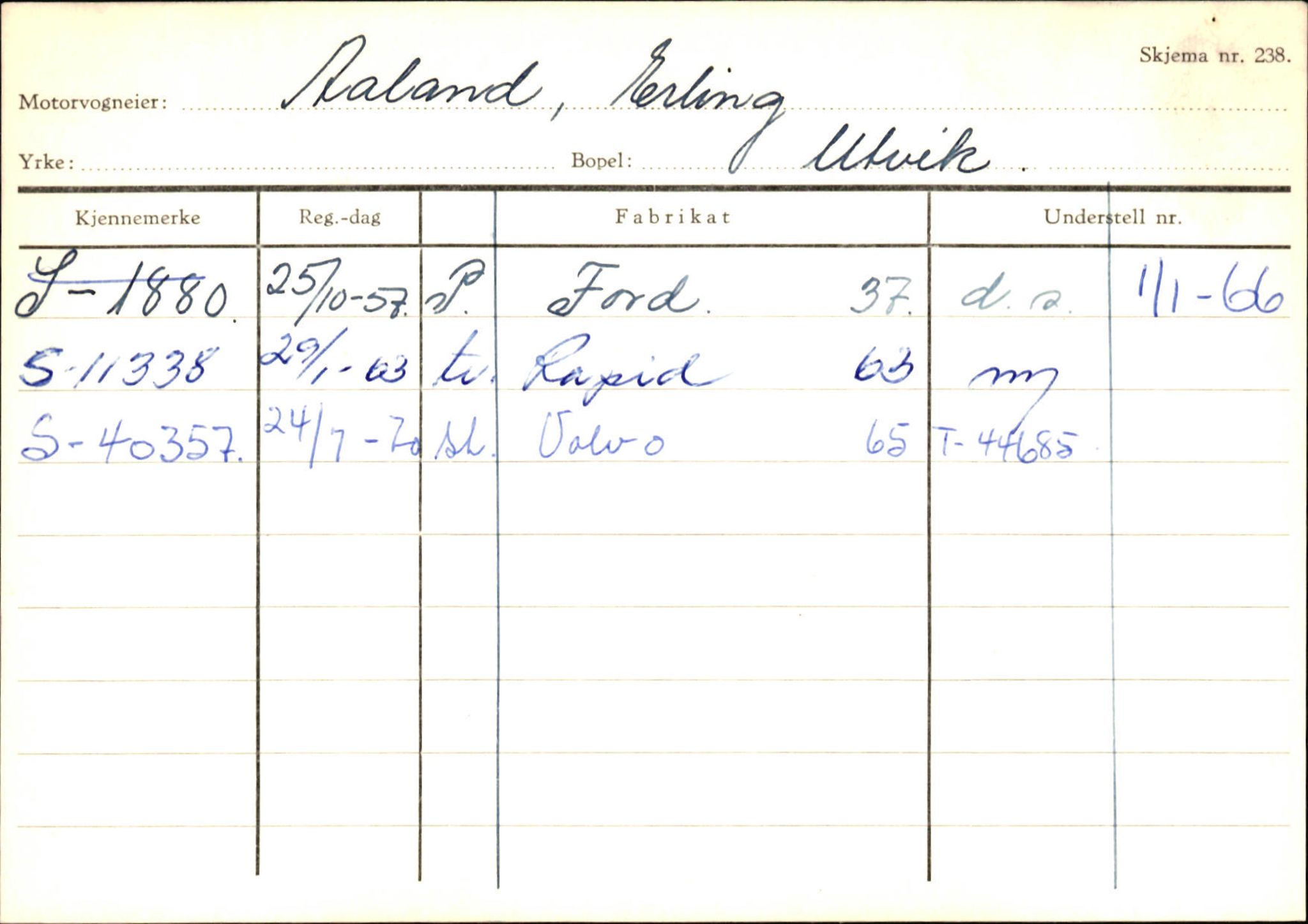 Statens vegvesen, Sogn og Fjordane vegkontor, AV/SAB-A-5301/4/F/L0131: Eigarregister Høyanger P-Å. Stryn S-Å, 1945-1975, p. 2539