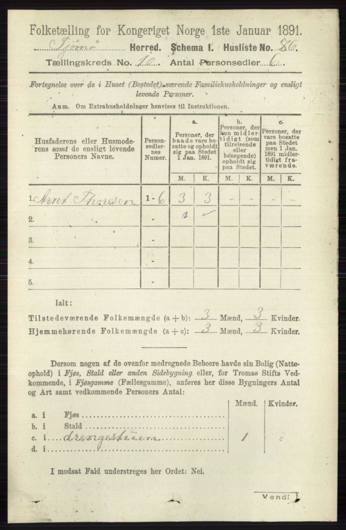 RA, 1891 census for 0723 Tjøme, 1891, p. 3710