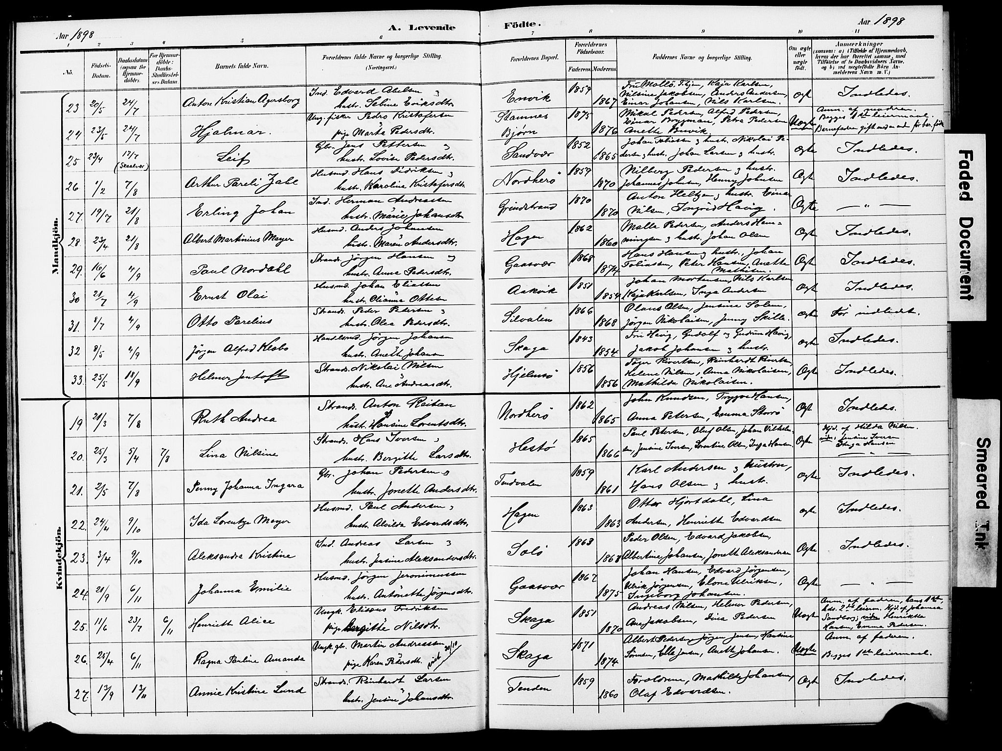 Ministerialprotokoller, klokkerbøker og fødselsregistre - Nordland, AV/SAT-A-1459/834/L0514: Parish register (copy) no. 834C05, 1893-1901
