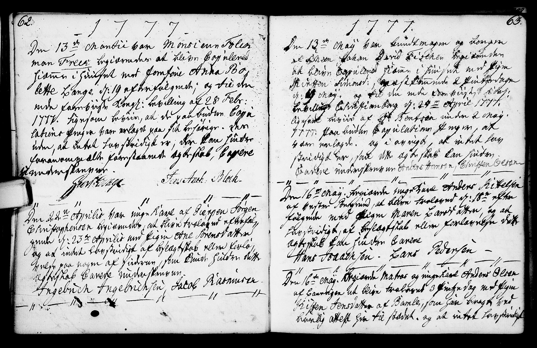 Porsgrunn kirkebøker , SAKO/A-104/F/Fa/L0003: Parish register (official) no. 3, 1764-1814, p. 62-63