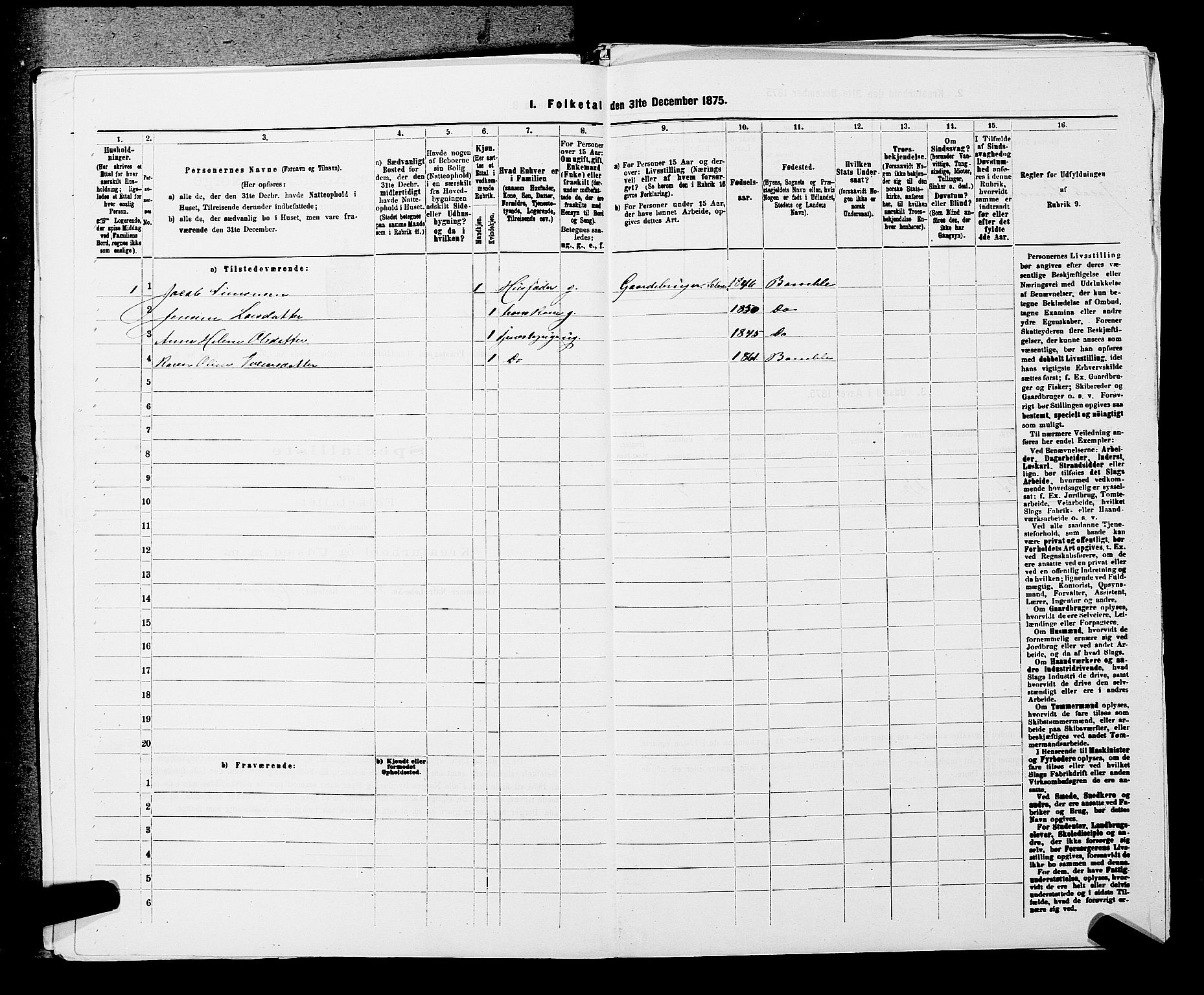 SAKO, 1875 census for 0814L Bamble/Bamble, 1875, p. 400