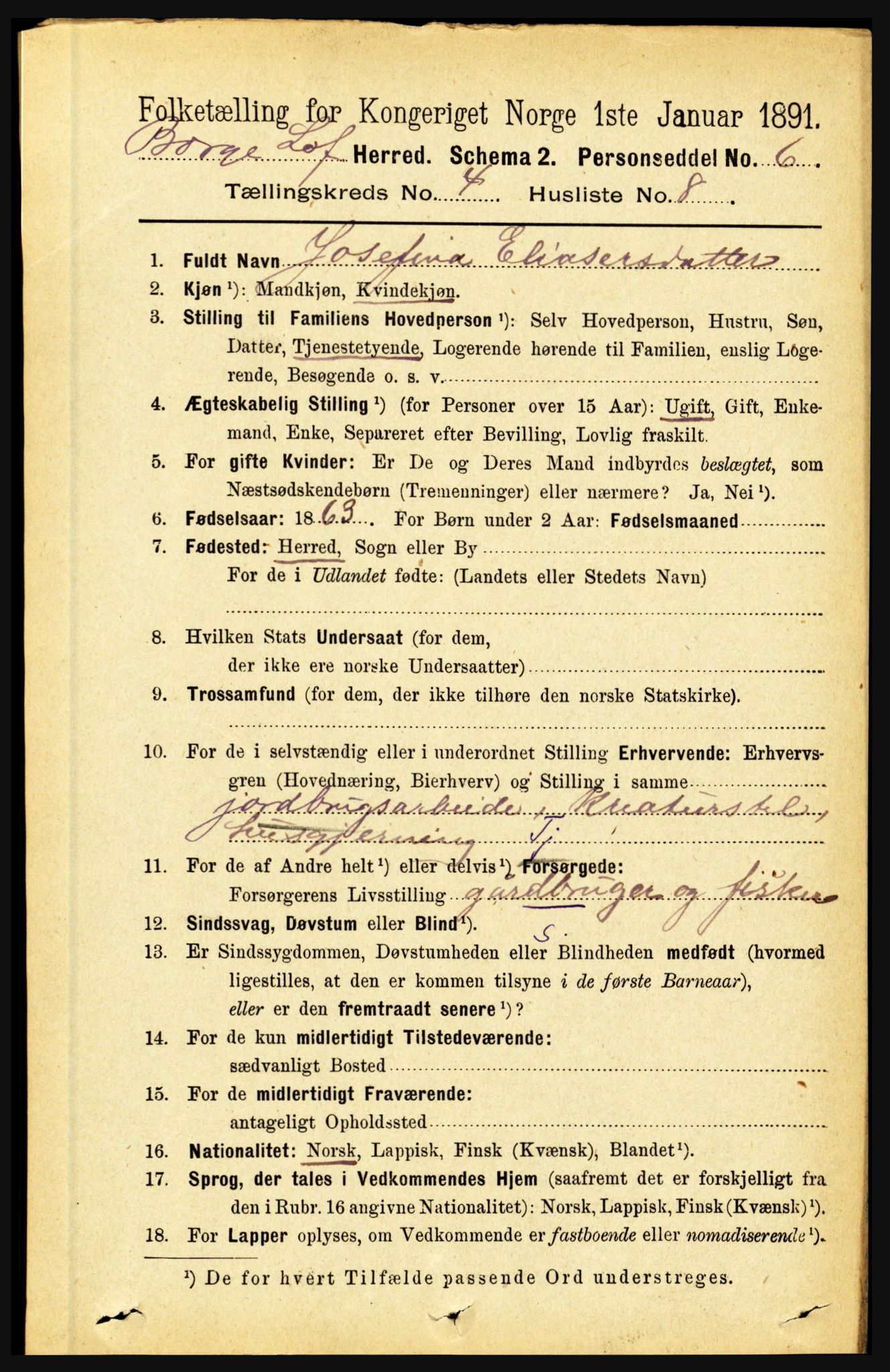 RA, 1891 census for 1862 Borge, 1891, p. 2217