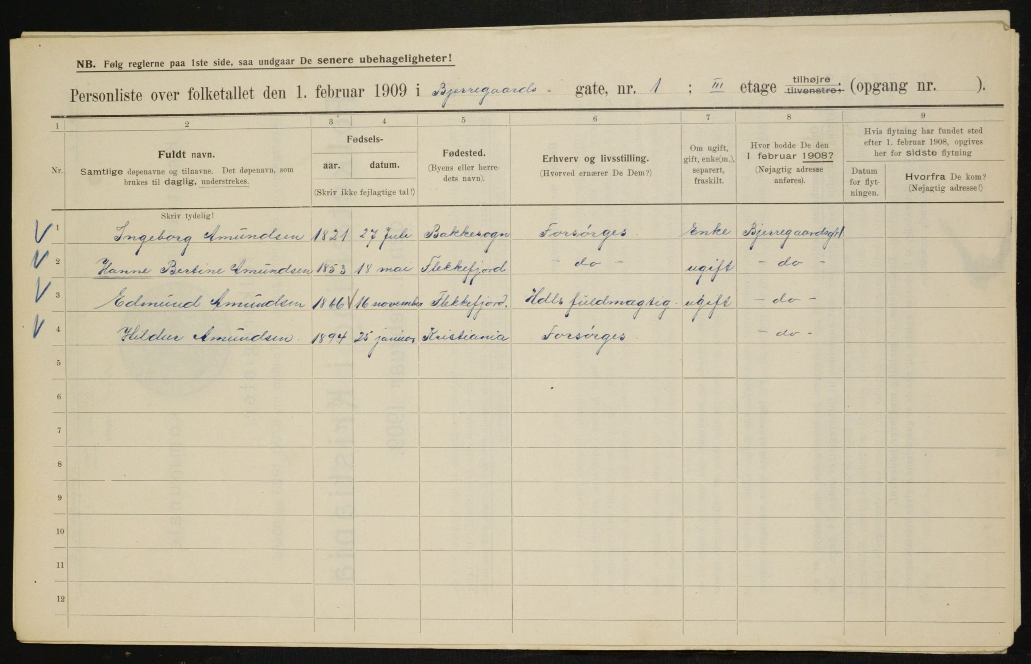 OBA, Municipal Census 1909 for Kristiania, 1909, p. 5113