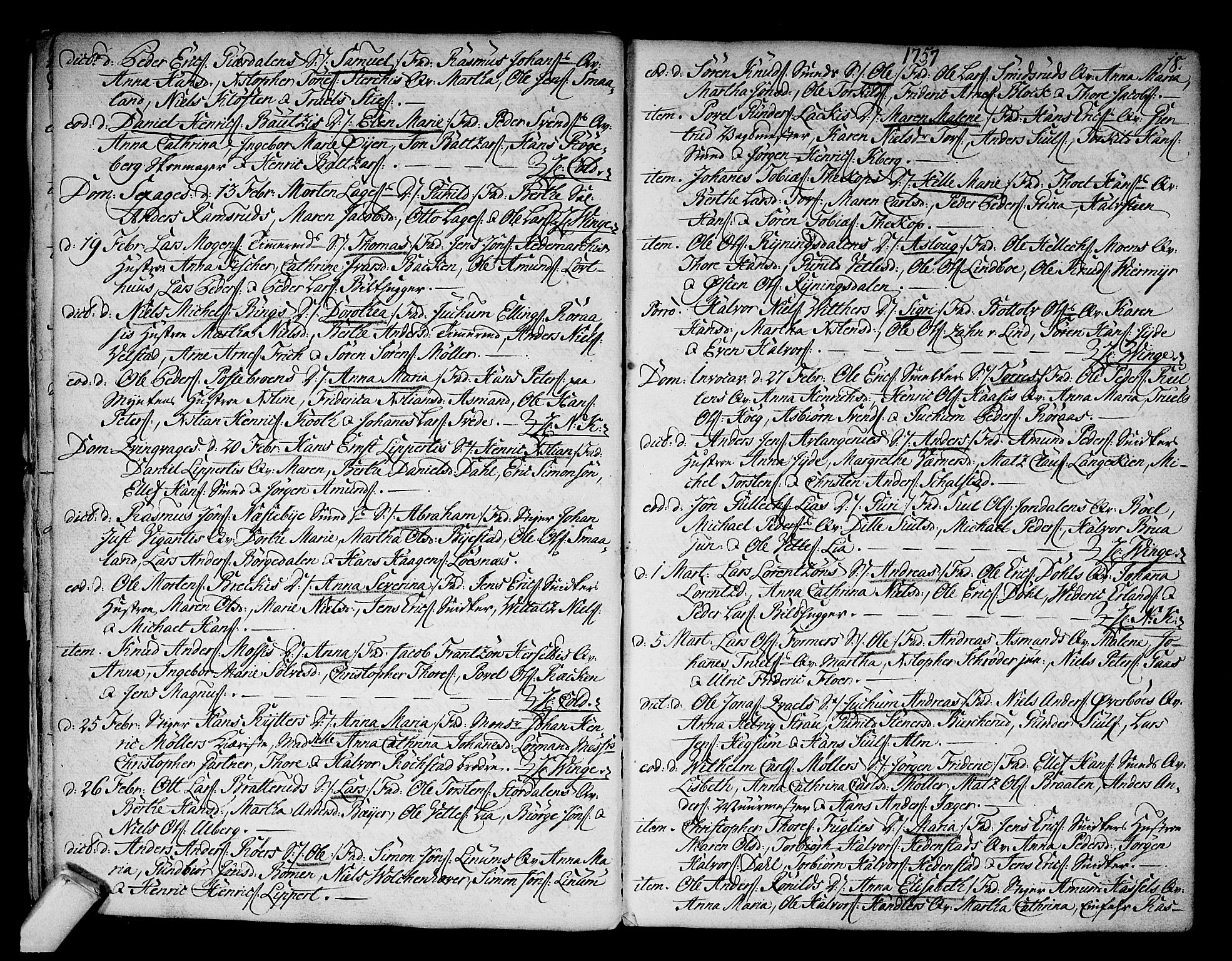 Kongsberg kirkebøker, SAKO/A-22/F/Fa/L0004: Parish register (official) no. I 4, 1756-1768, p. 18