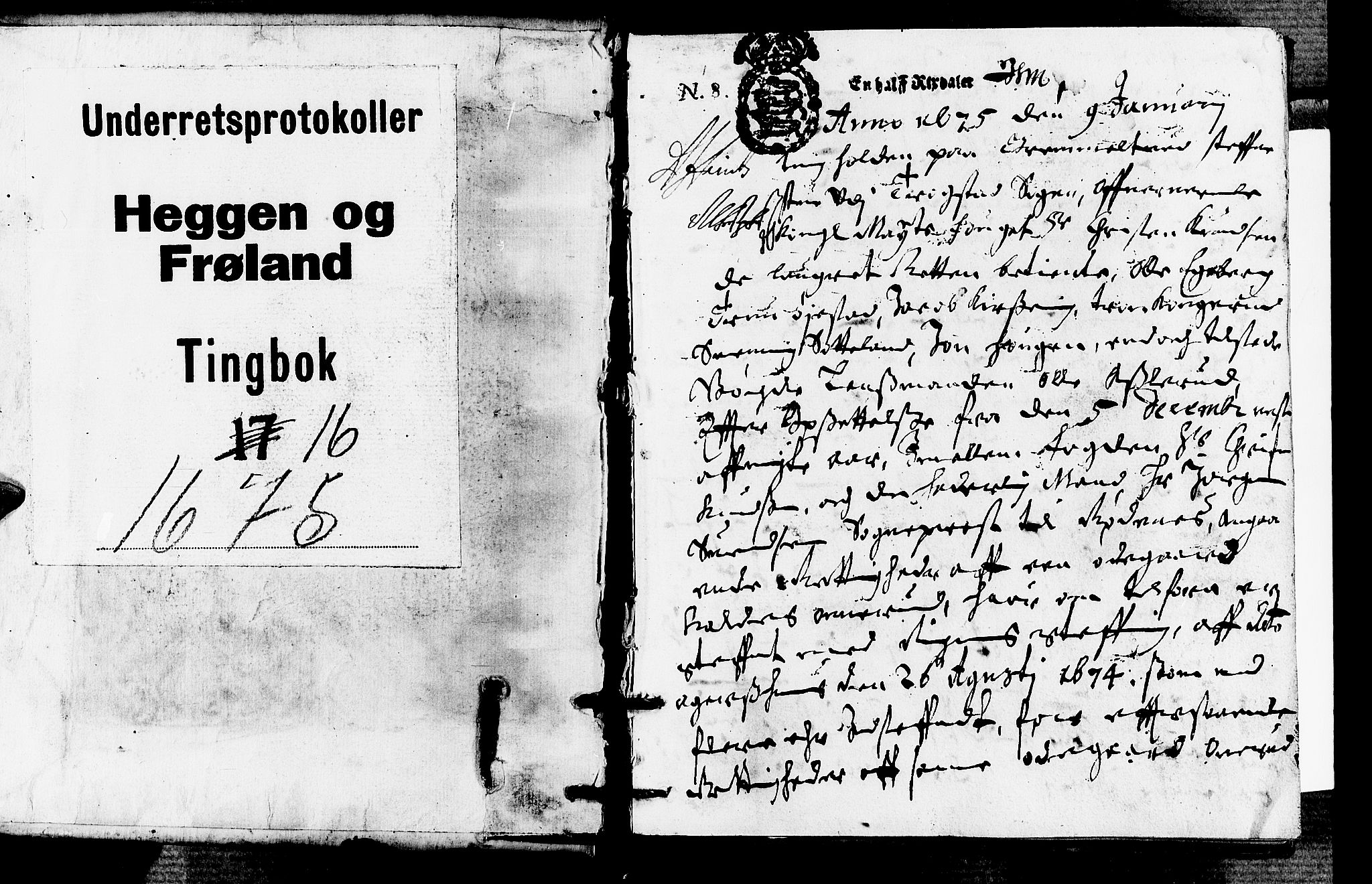 Heggen og Frøland sorenskriveri I, AV/SAO-A-11556/F/Fb/L0016: Tingbok, 1675, p. 0b-1a