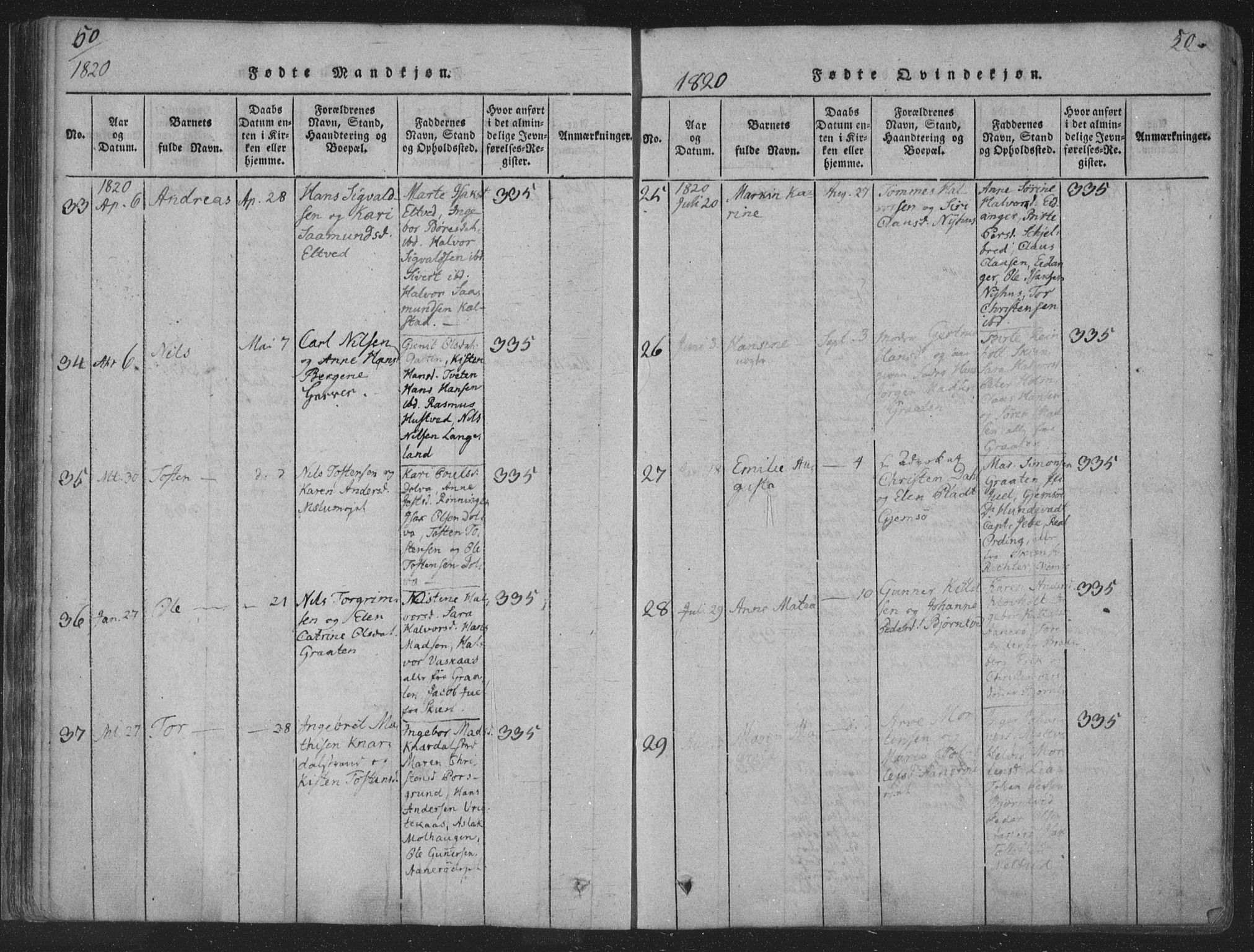 Solum kirkebøker, AV/SAKO-A-306/F/Fa/L0004: Parish register (official) no. I 4, 1814-1833, p. 50