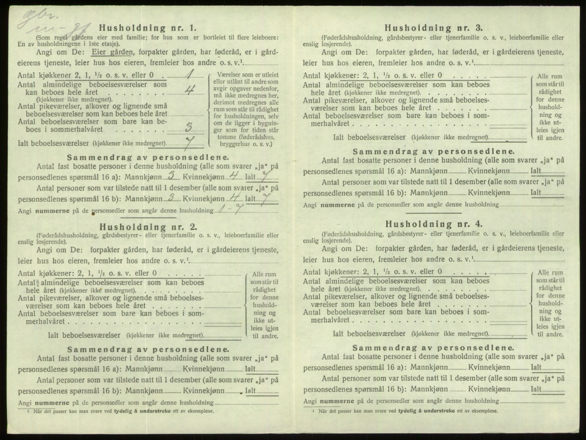 SAB, 1920 census for Gloppen, 1920, p. 432