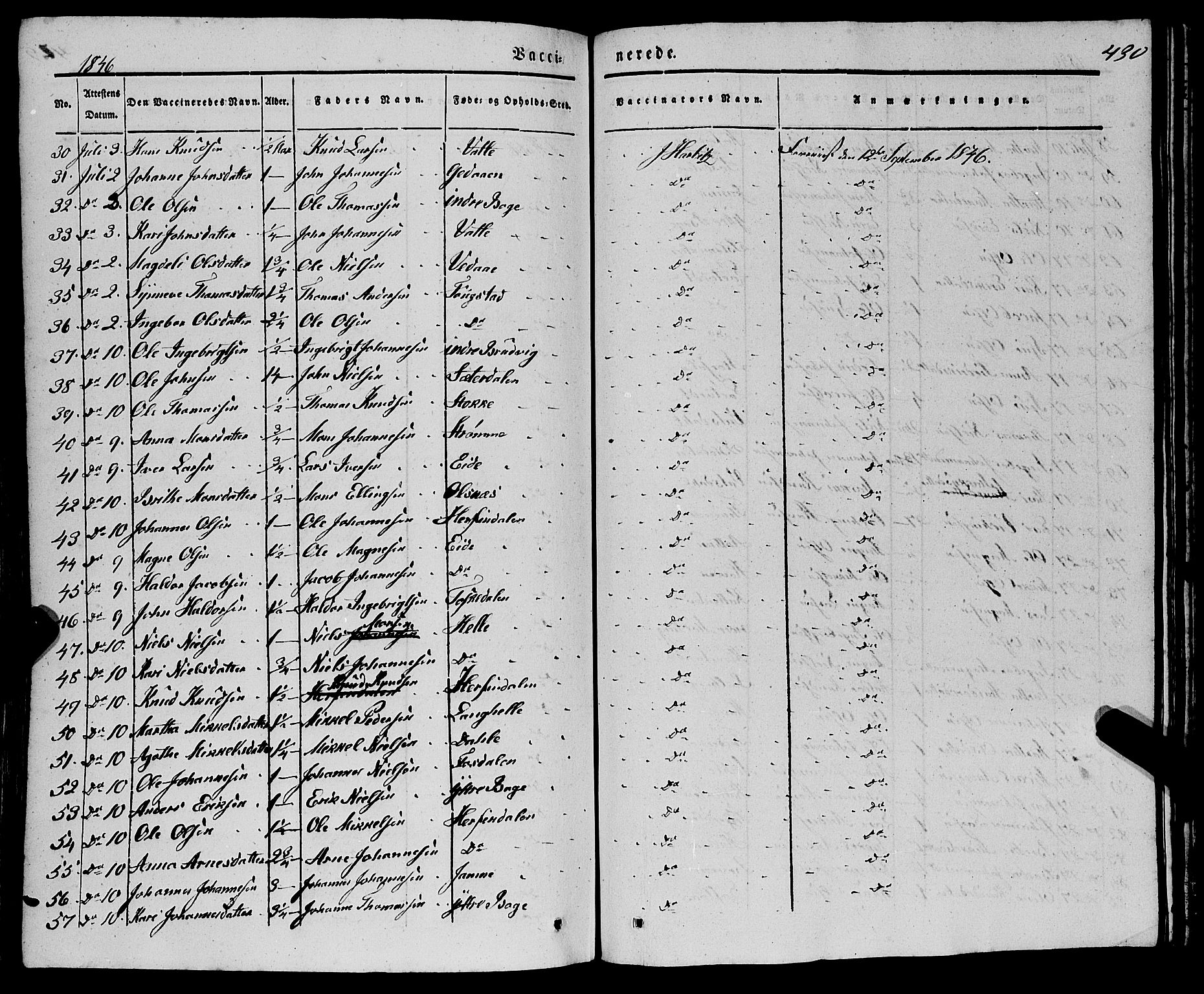 Haus sokneprestembete, AV/SAB-A-75601/H/Haa: Parish register (official) no. A 15, 1838-1847, p. 430