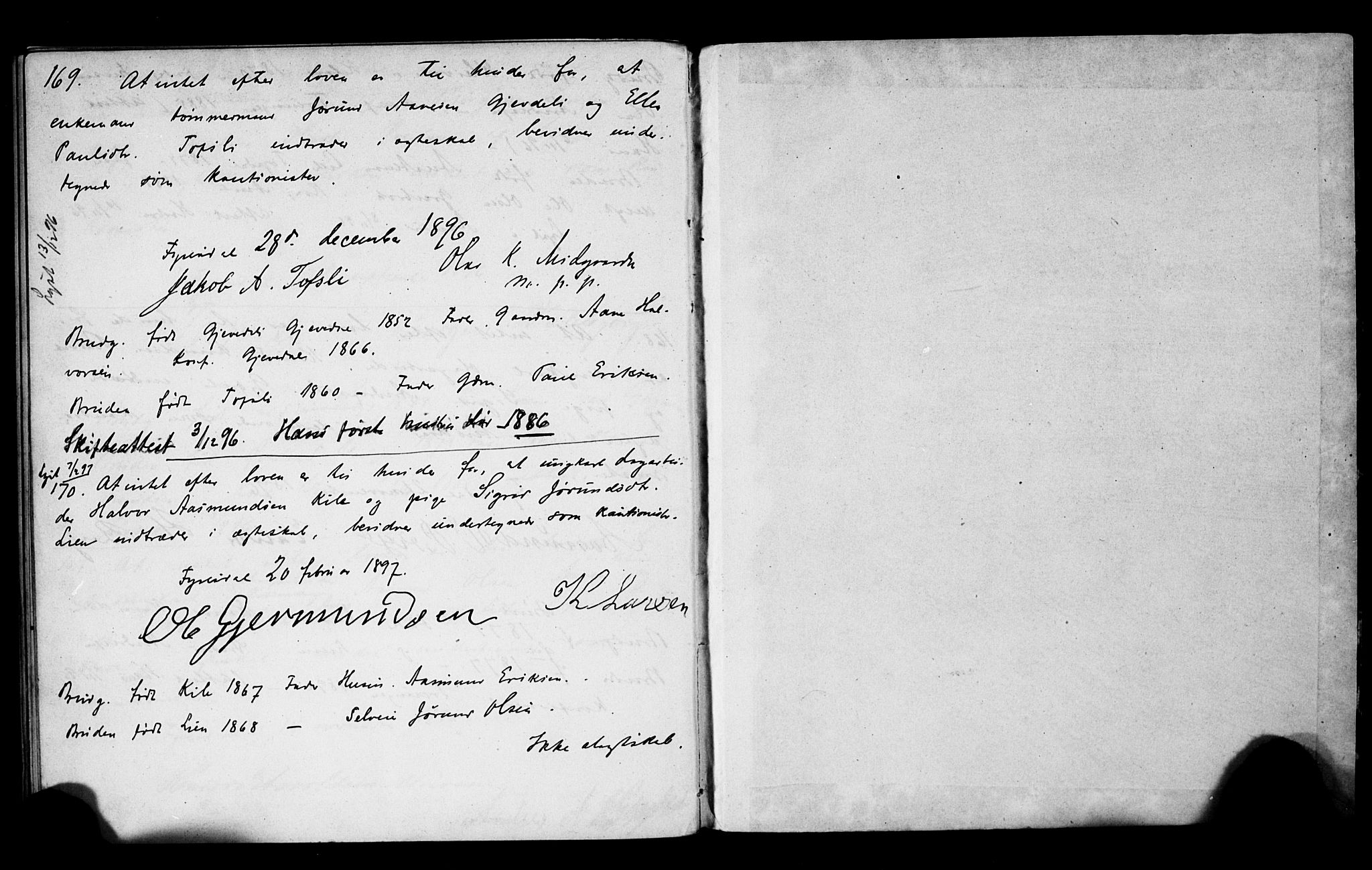 Fyresdal kirkebøker, AV/SAKO-A-263/H/Hb/L0001: Best man's statements no. 1, 1880-1897