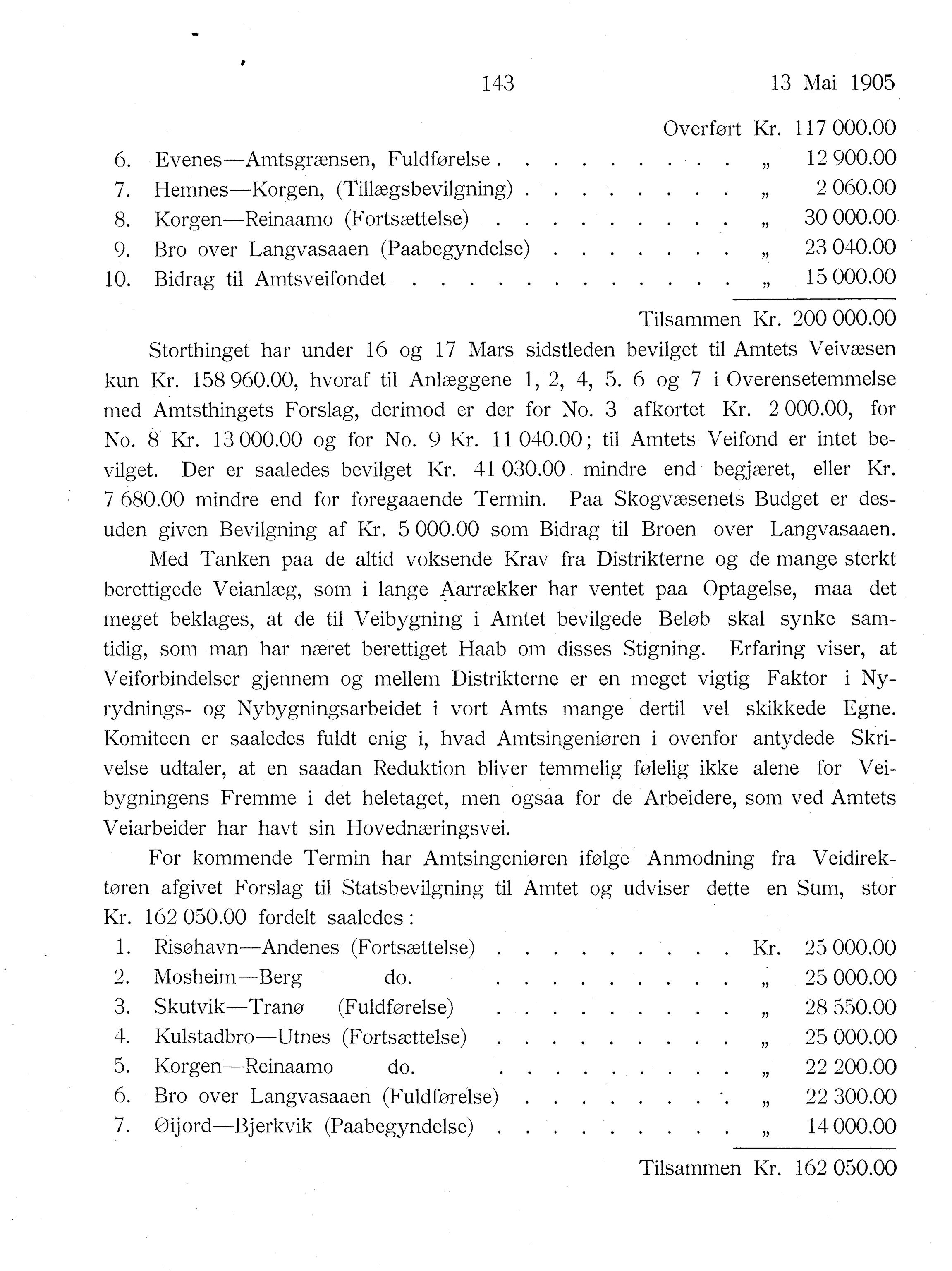 Nordland Fylkeskommune. Fylkestinget, AIN/NFK-17/176/A/Ac/L0028: Fylkestingsforhandlinger 1905, 1905