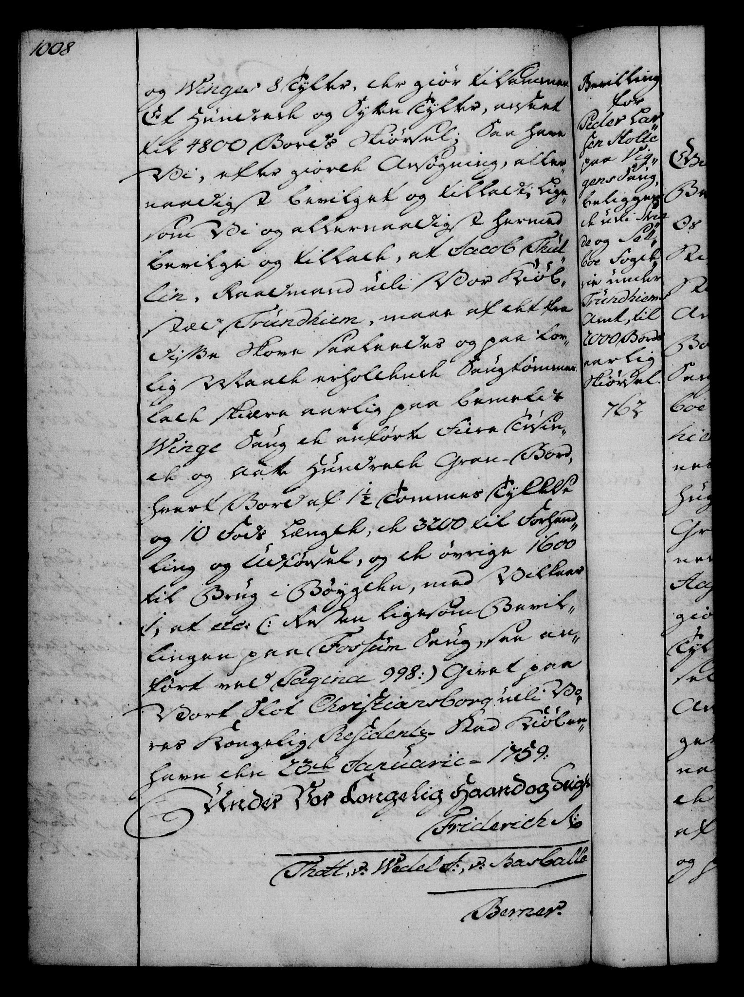 Rentekammeret, Kammerkanselliet, AV/RA-EA-3111/G/Gg/Gga/L0006: Norsk ekspedisjonsprotokoll med register (merket RK 53.6), 1749-1759, p. 1008