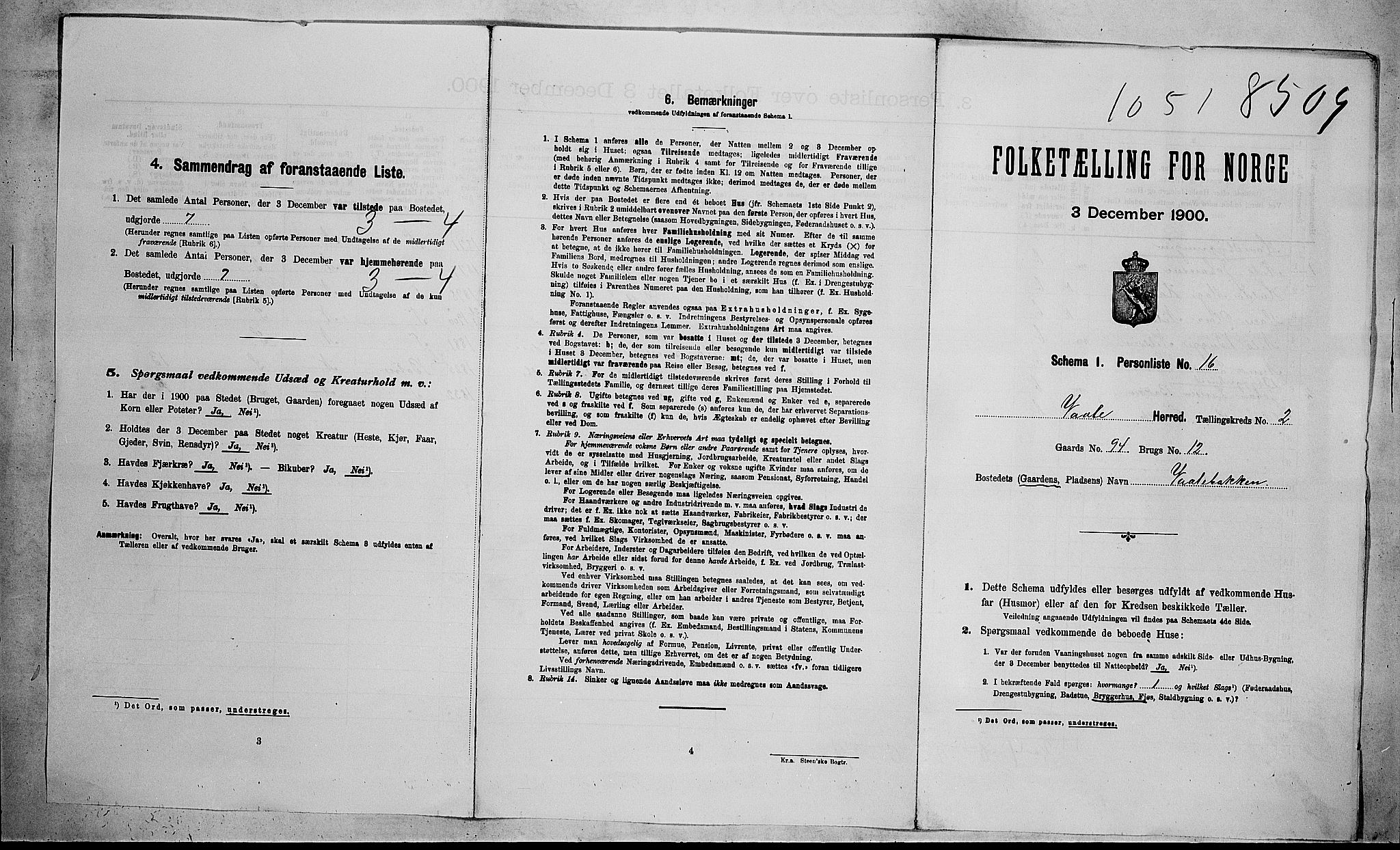 RA, 1900 census for Våle, 1900, p. 32