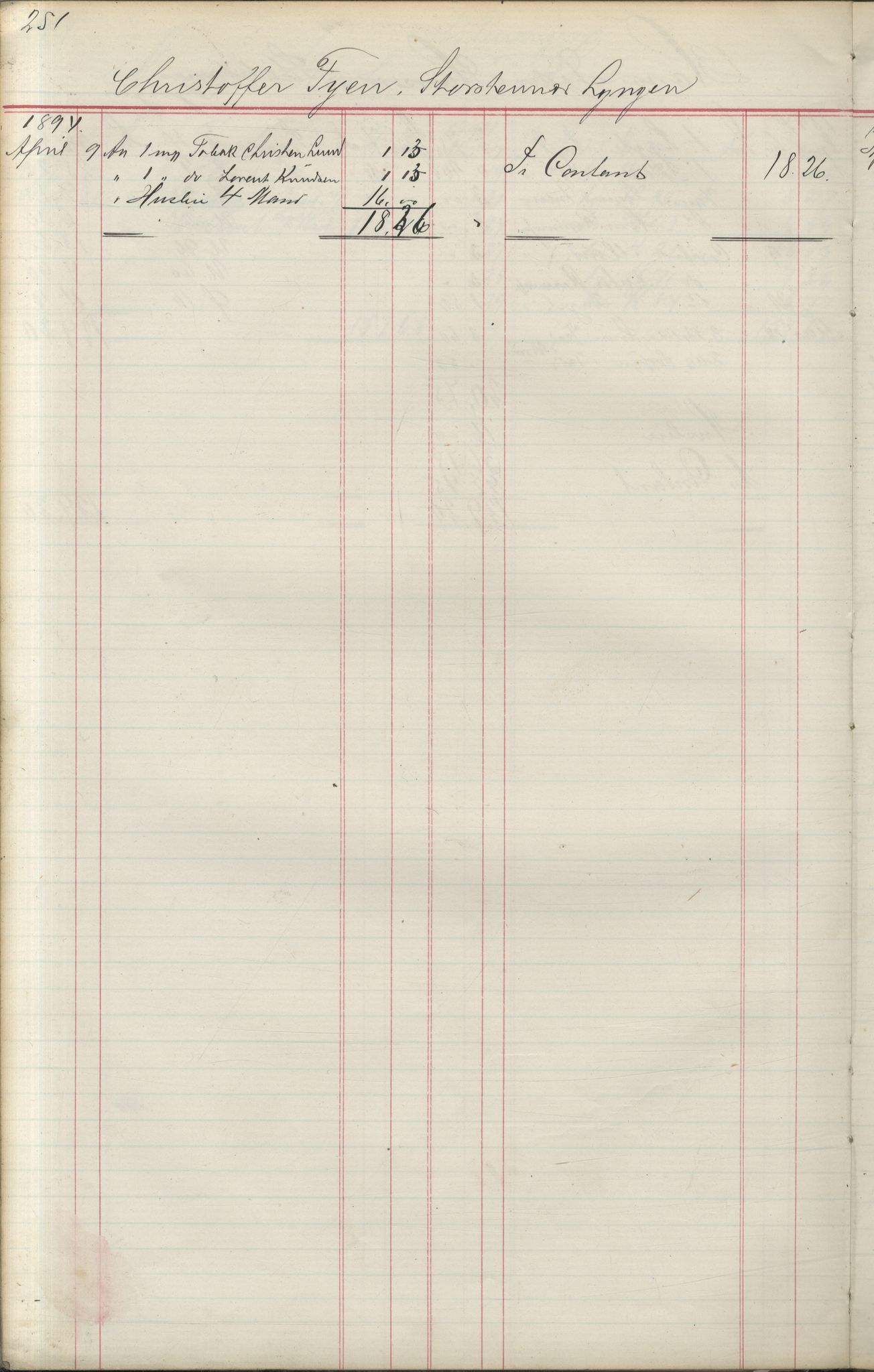 Brodtkorb handel A/S, VAMU/A-0001/F/Fa/L0004/0001: Kompanibøker. Utensogns / Compagnibog for Udensogns Fiskere No 15. Fra A - H, 1882-1895, p. 251