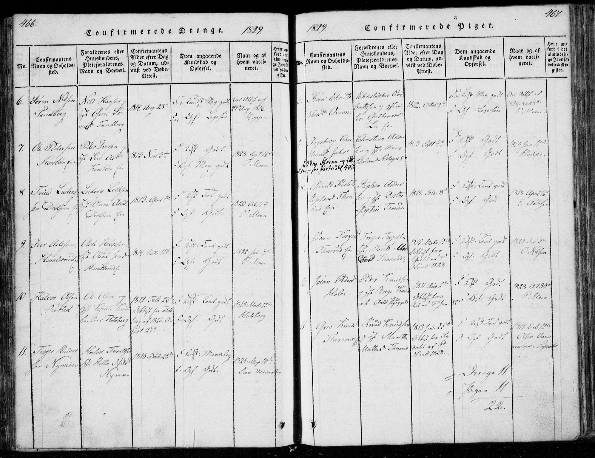 Modum kirkebøker, SAKO/A-234/F/Fa/L0006: Parish register (official) no. 6, 1832-1841, p. 466-467