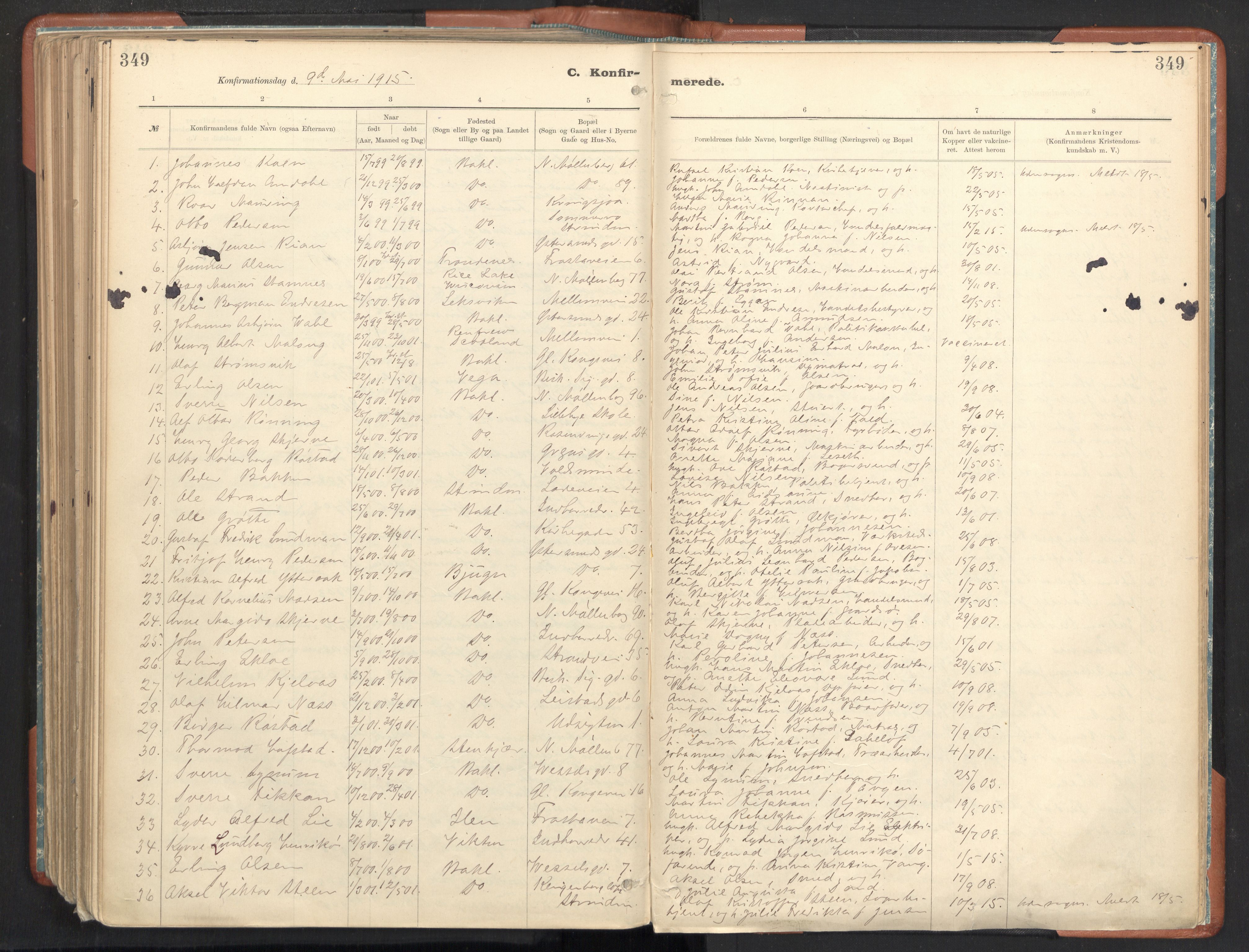 Ministerialprotokoller, klokkerbøker og fødselsregistre - Sør-Trøndelag, SAT/A-1456/605/L0243: Parish register (official) no. 605A05, 1908-1923, p. 349