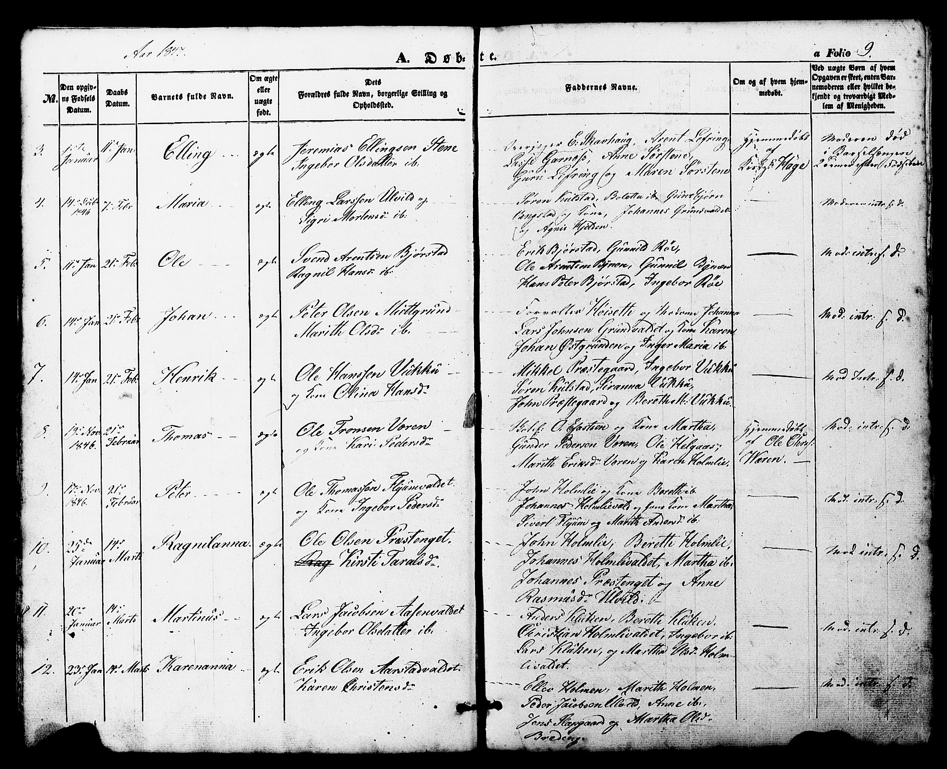 Ministerialprotokoller, klokkerbøker og fødselsregistre - Nord-Trøndelag, SAT/A-1458/724/L0268: Parish register (copy) no. 724C04, 1846-1878, p. 9