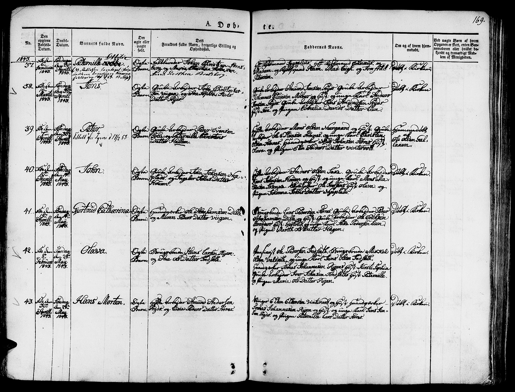 Ministerialprotokoller, klokkerbøker og fødselsregistre - Sør-Trøndelag, SAT/A-1456/681/L0930: Parish register (official) no. 681A08, 1829-1844, p. 169