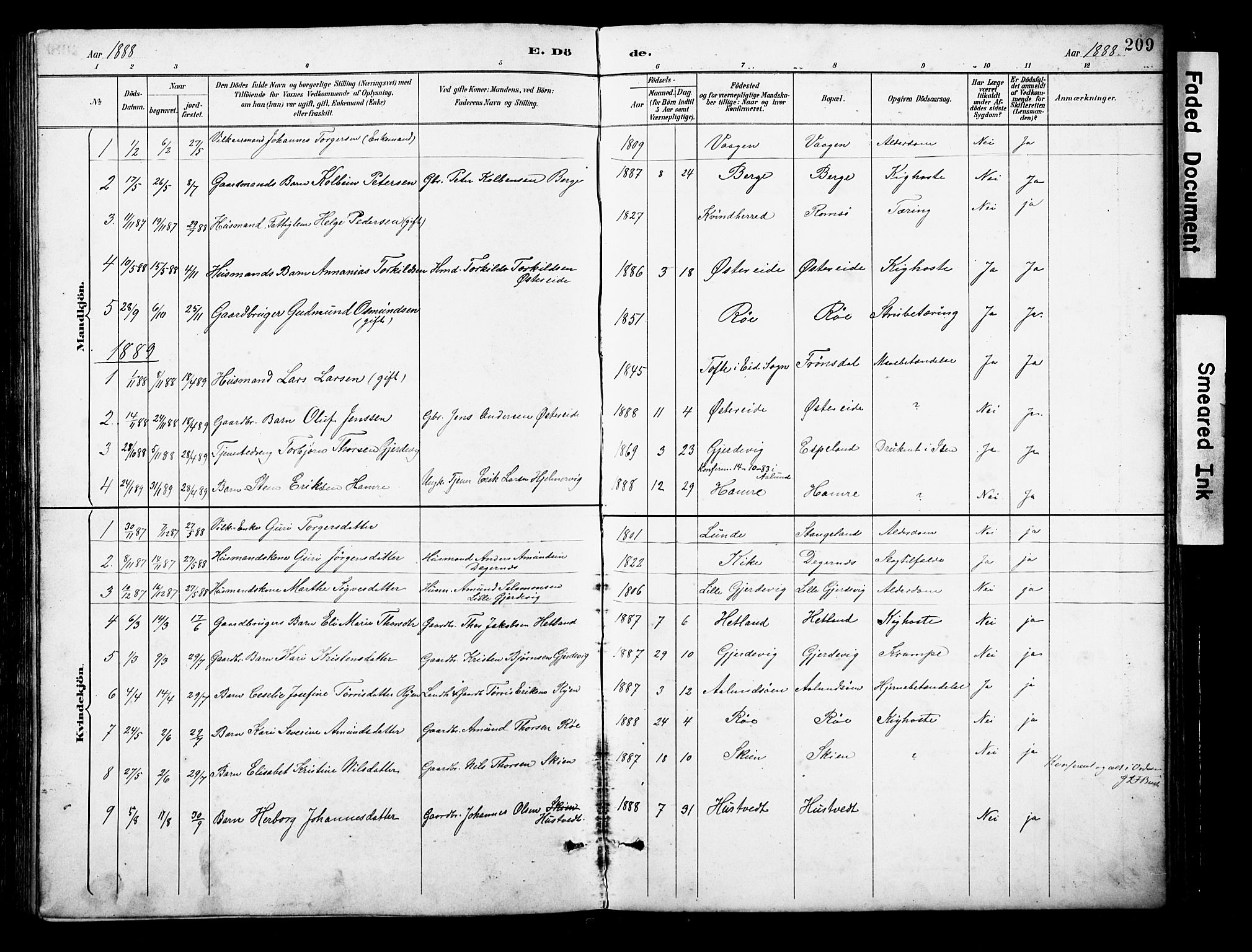 Ølen Sokneprestembete, AV/SAB-A-79201/H/Hab: Parish register (copy) no. A 4, 1888-1930, p. 209