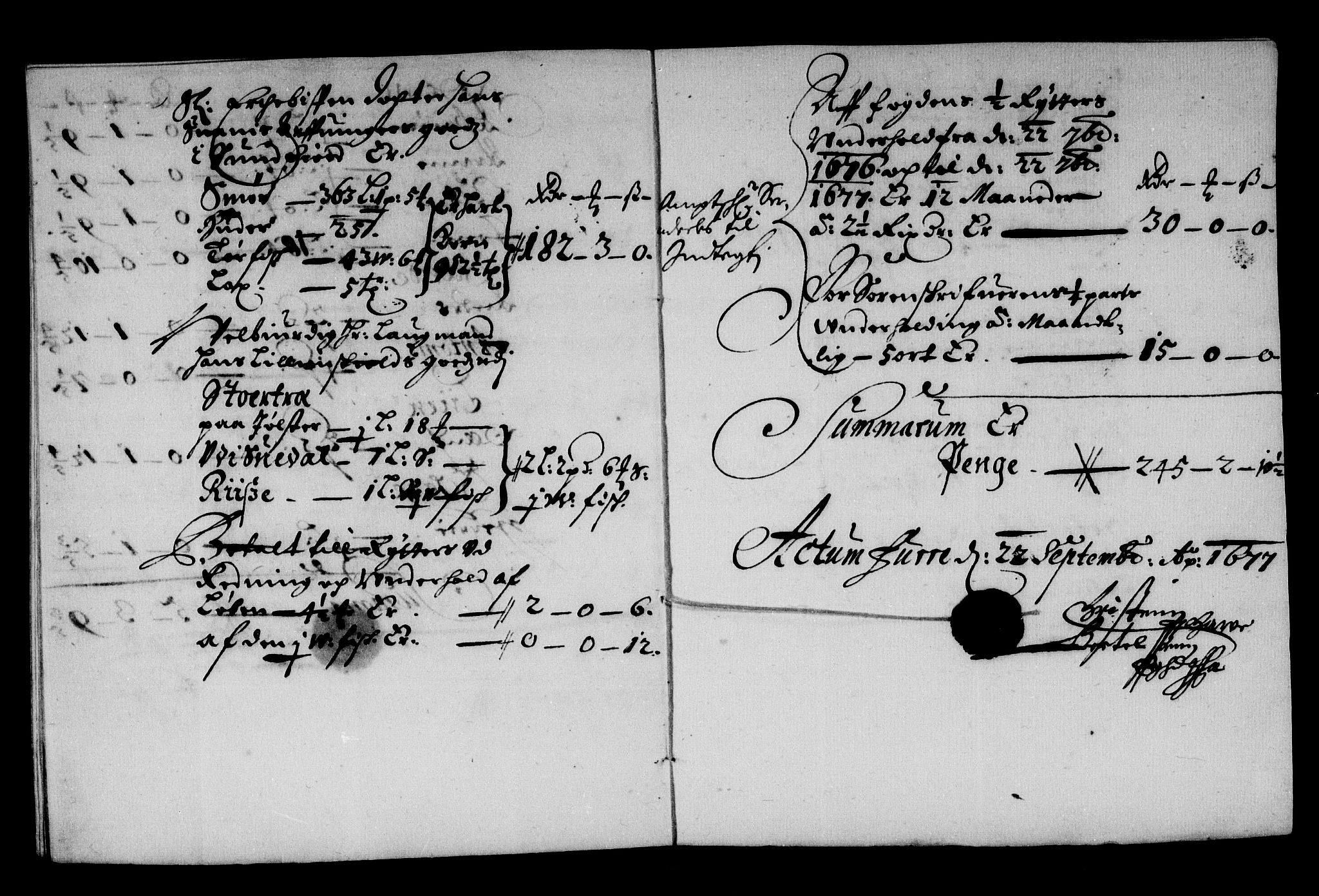 Rentekammeret inntil 1814, Reviderte regnskaper, Stiftamtstueregnskaper, Bergen stiftamt, AV/RA-EA-6043/R/Rc/L0049: Bergen stiftamt, 1675-1677