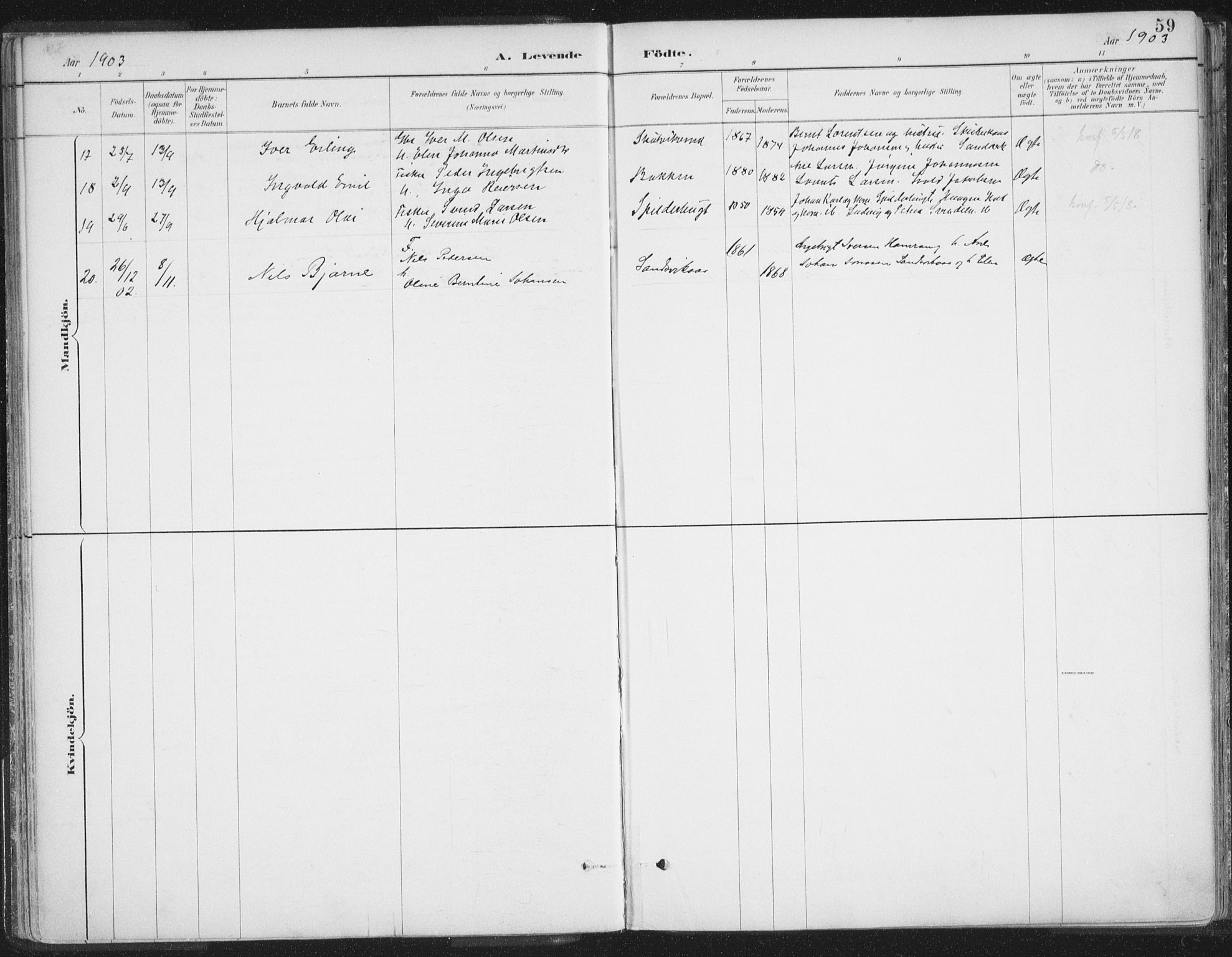 Balsfjord sokneprestembete, AV/SATØ-S-1303/G/Ga/L0007kirke: Parish register (official) no. 7, 1887-1909, p. 59